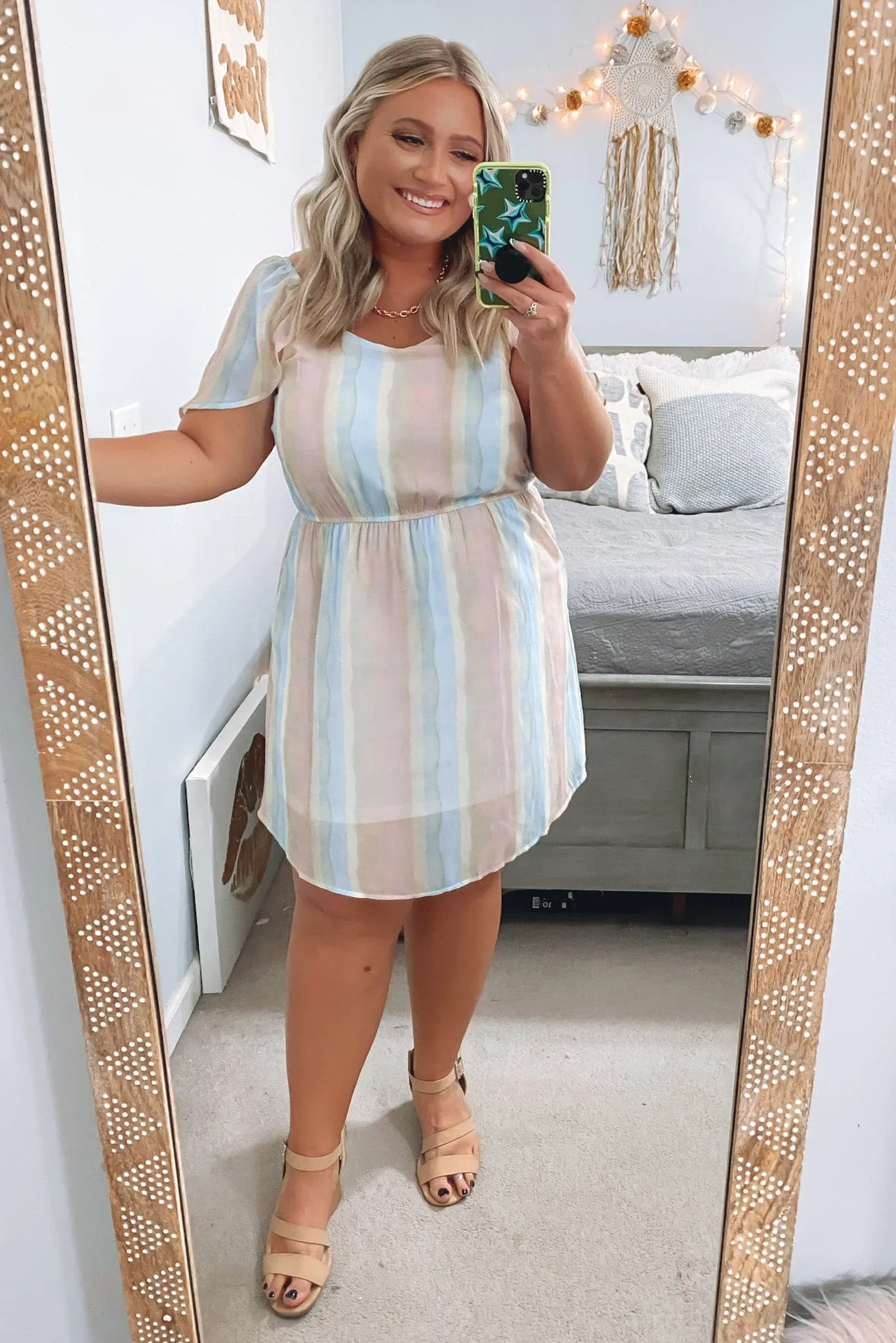Sweet Disposition Pastel Striped Flutter Dress - FINAL SALE