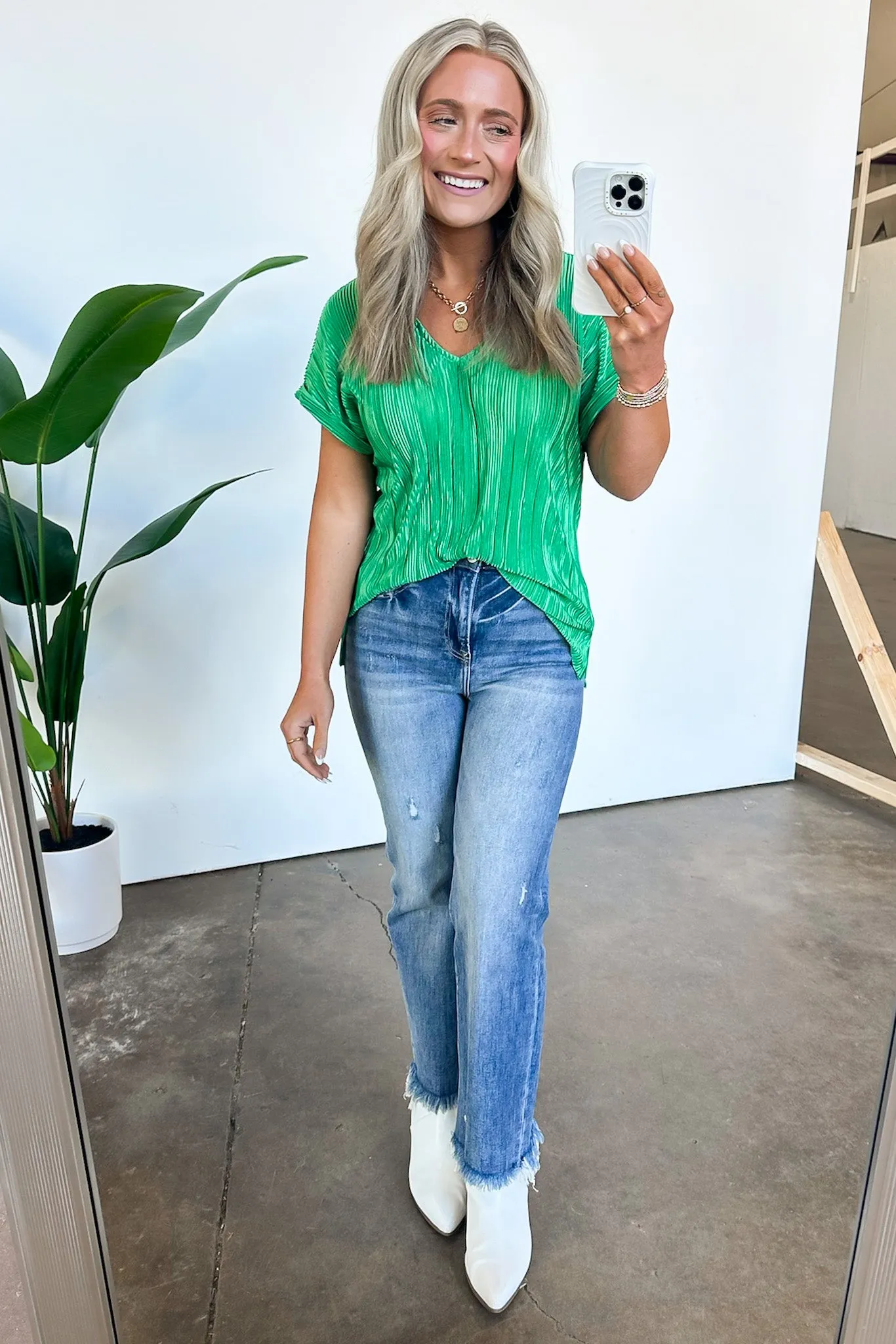 Sweet Ease Pleated V-Neck Top - FINAL SALE