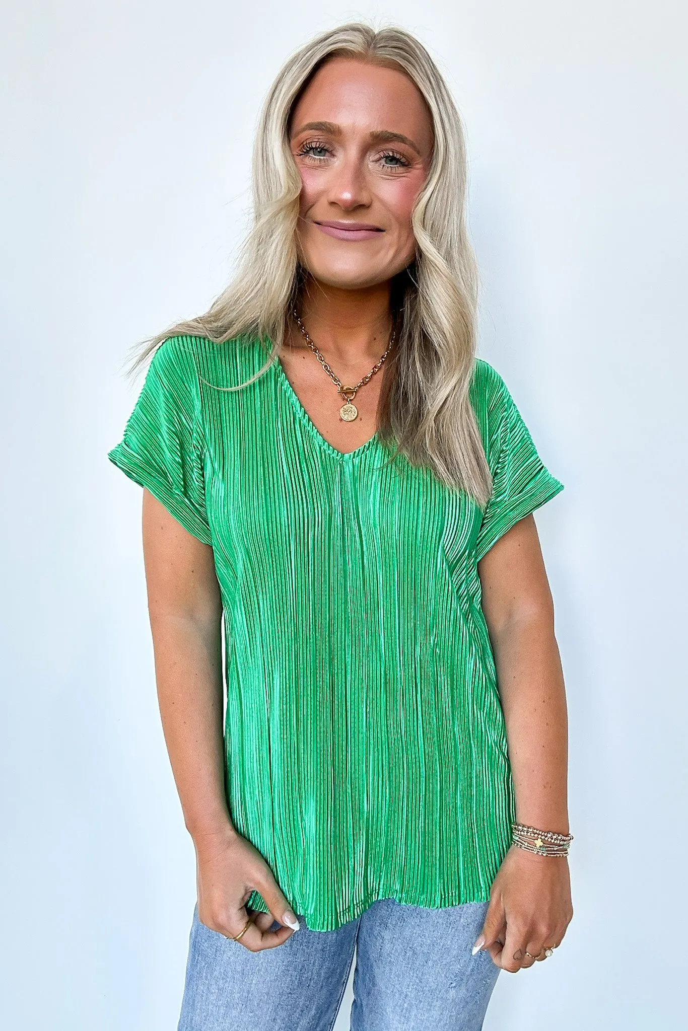 Sweet Ease Pleated V-Neck Top - FINAL SALE