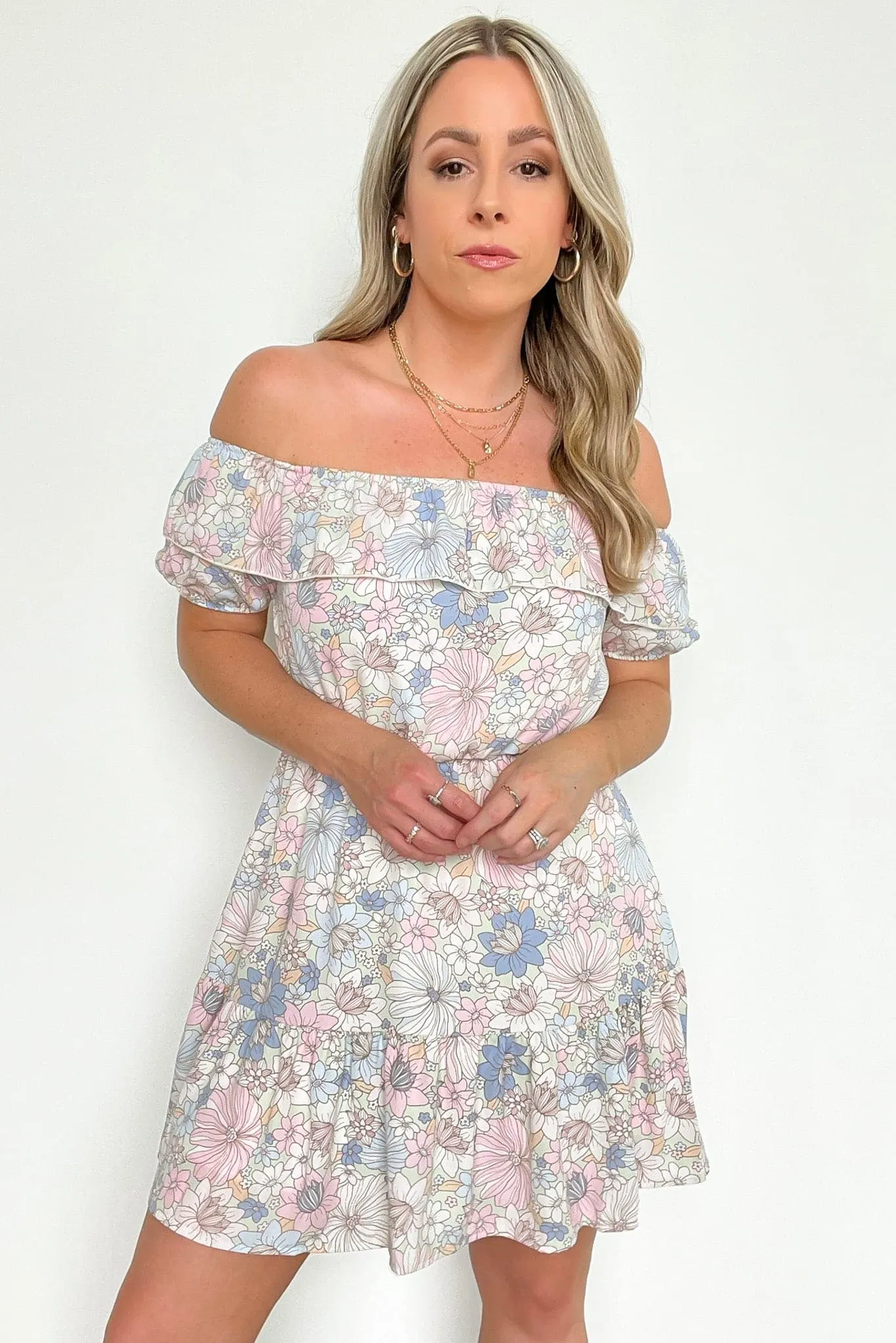 Sweet Grace Off Shoulder Floral Ruffle Dress - FINAL SALE