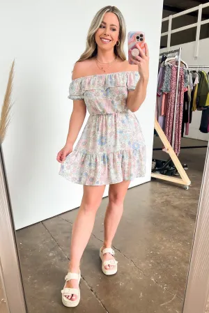 Sweet Grace Off Shoulder Floral Ruffle Dress - FINAL SALE