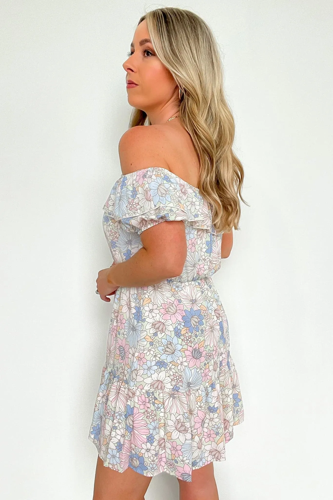 Sweet Grace Off Shoulder Floral Ruffle Dress - FINAL SALE