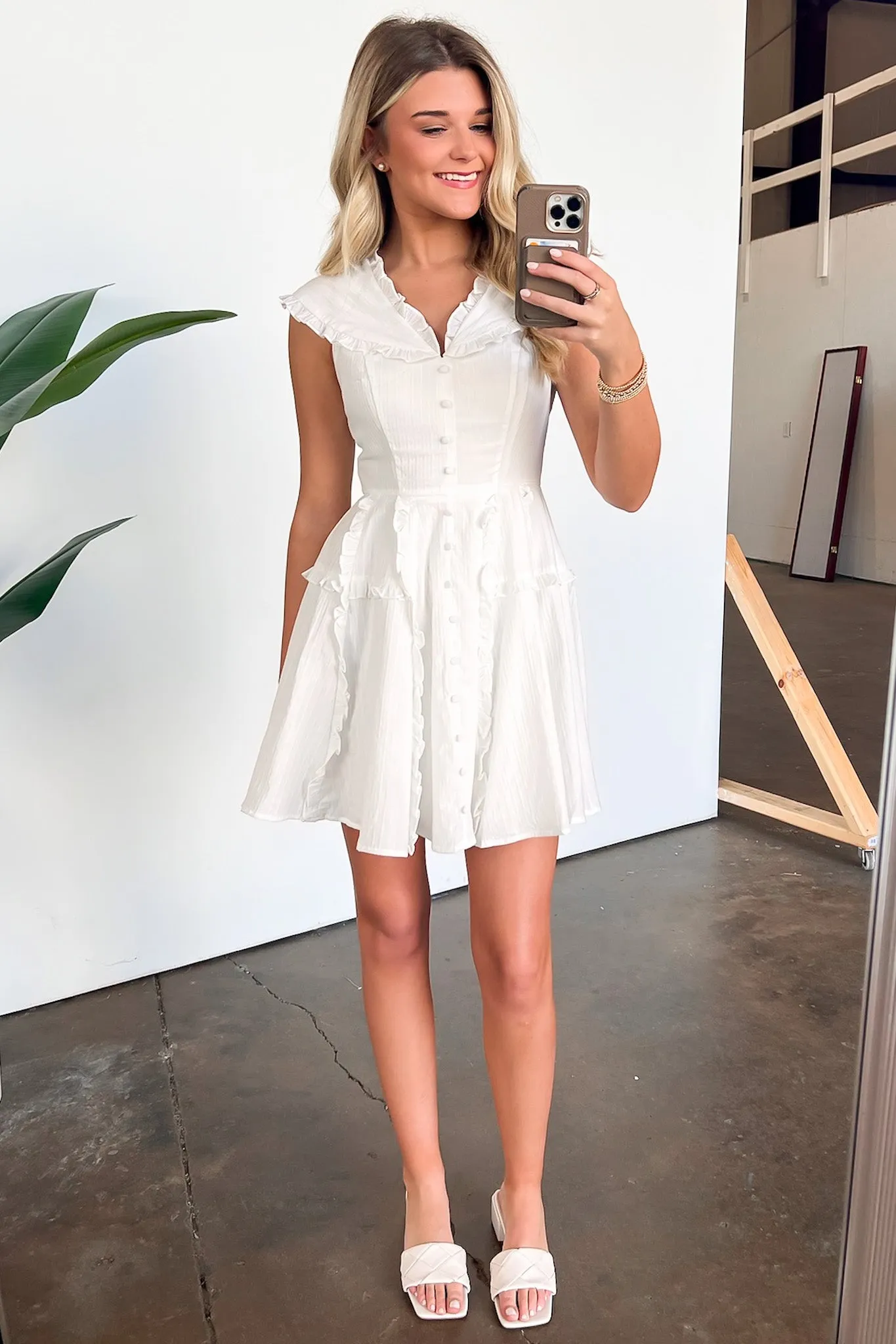 Sweet Wish Ruffle Tim Button Dress - FINAL SALE