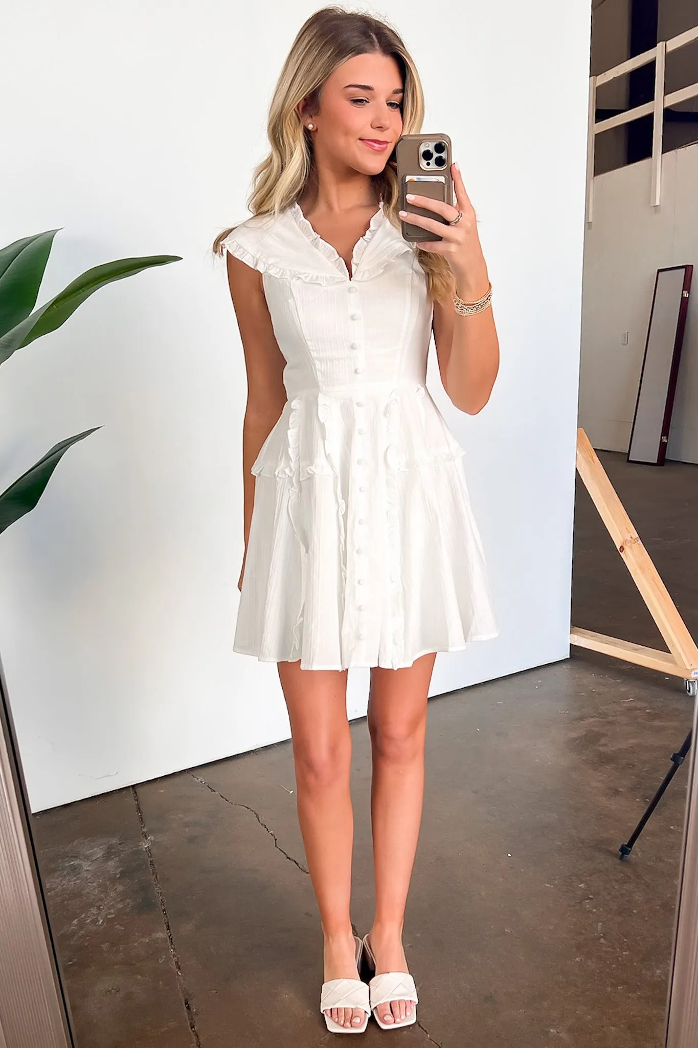 Sweet Wish Ruffle Tim Button Dress - FINAL SALE