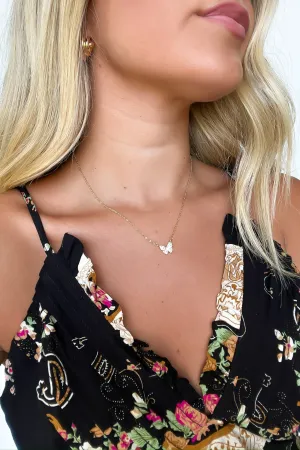Sweetest Traits Pave Butterfly Necklace