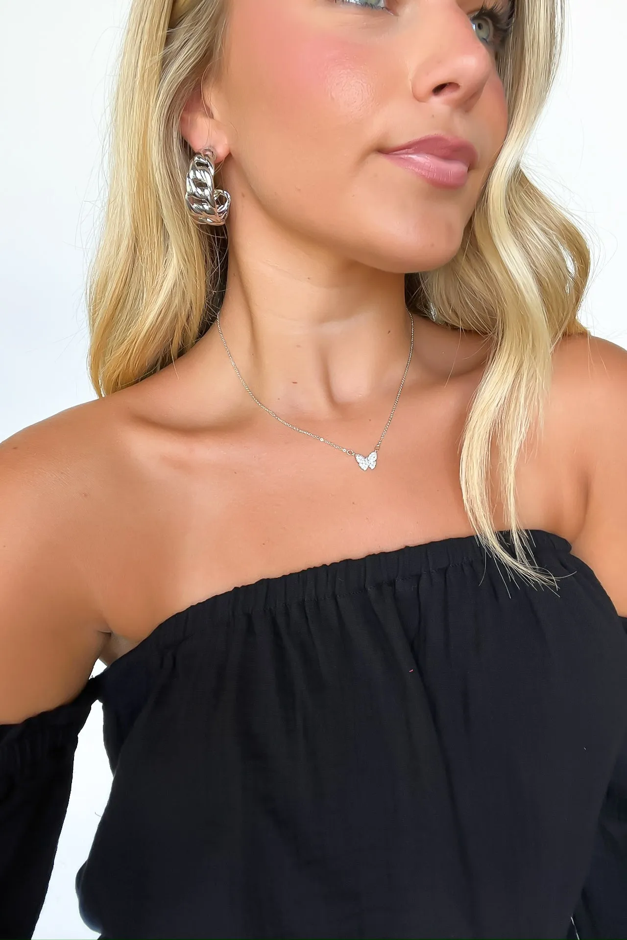Sweetest Traits Pave Butterfly Necklace