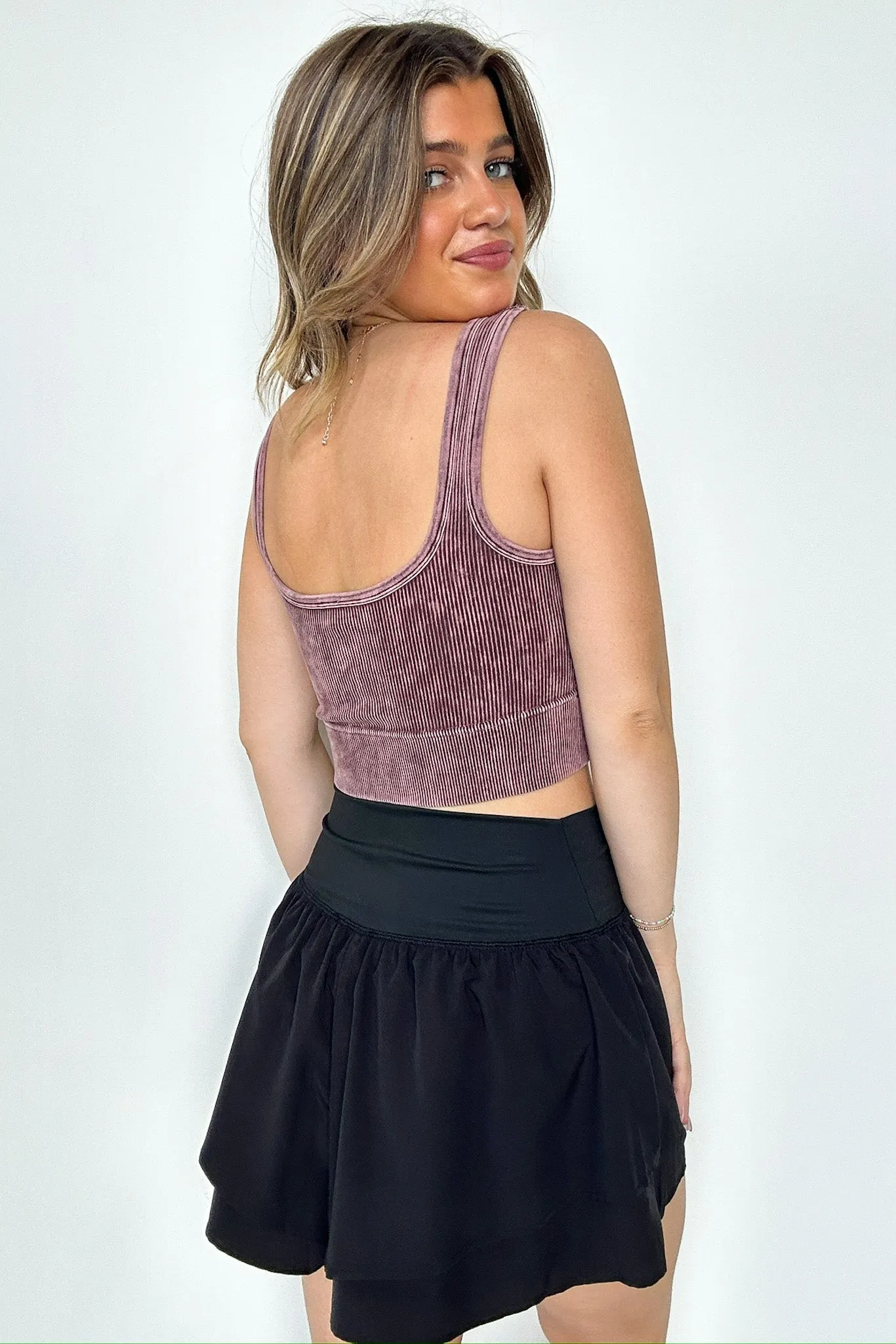 Swift Ways Washed Ribbed Cropped Bra Top!
