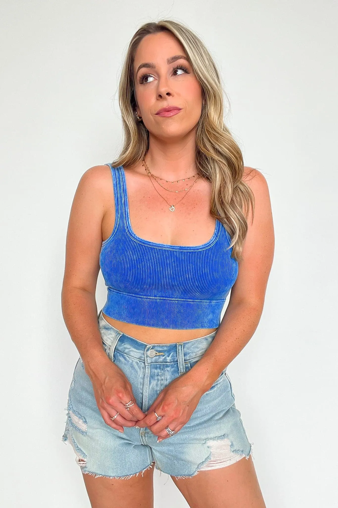 Swift Ways Washed Ribbed Cropped Bra Top!