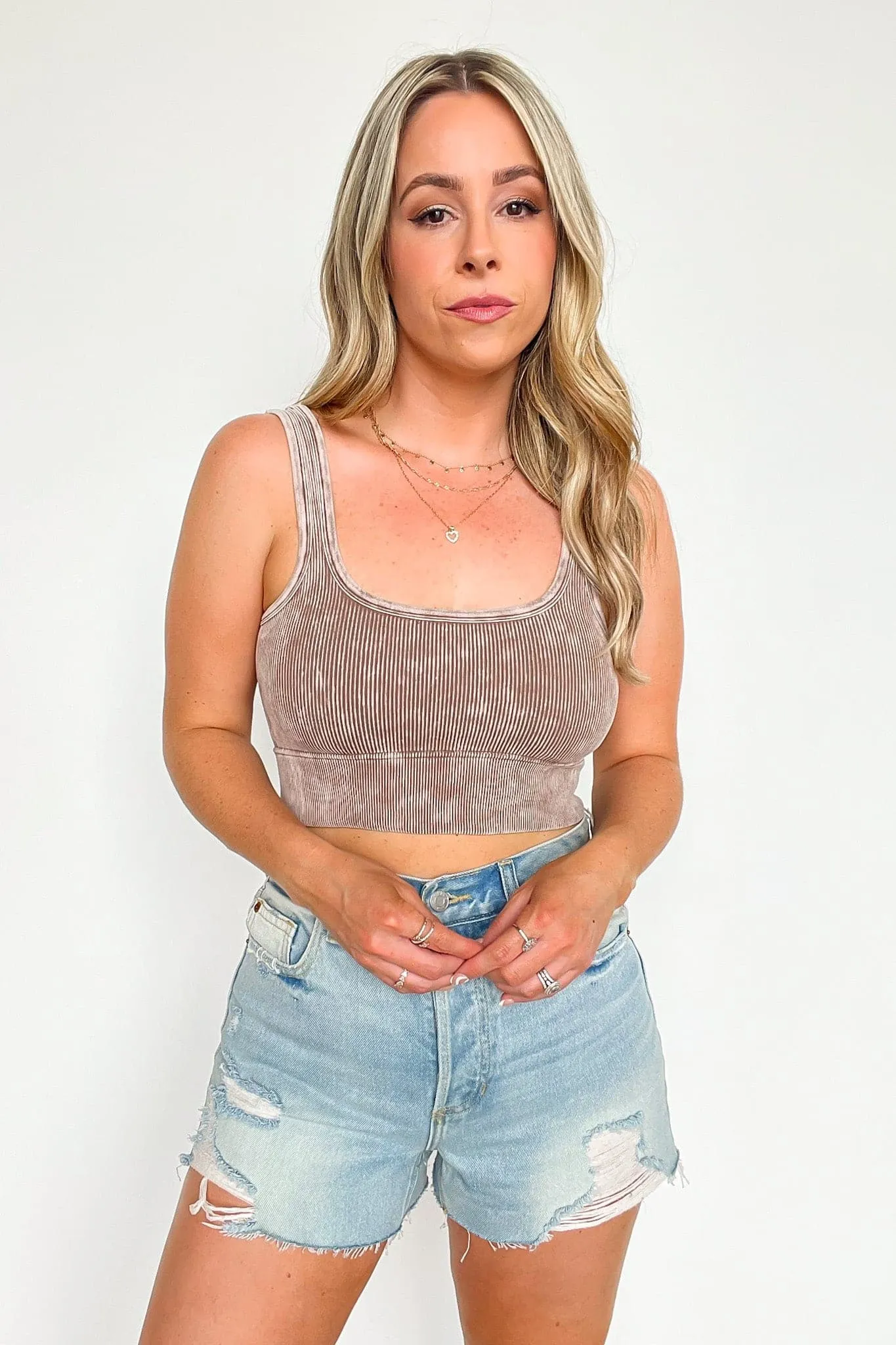 Swift Ways Washed Ribbed Cropped Bra Top!