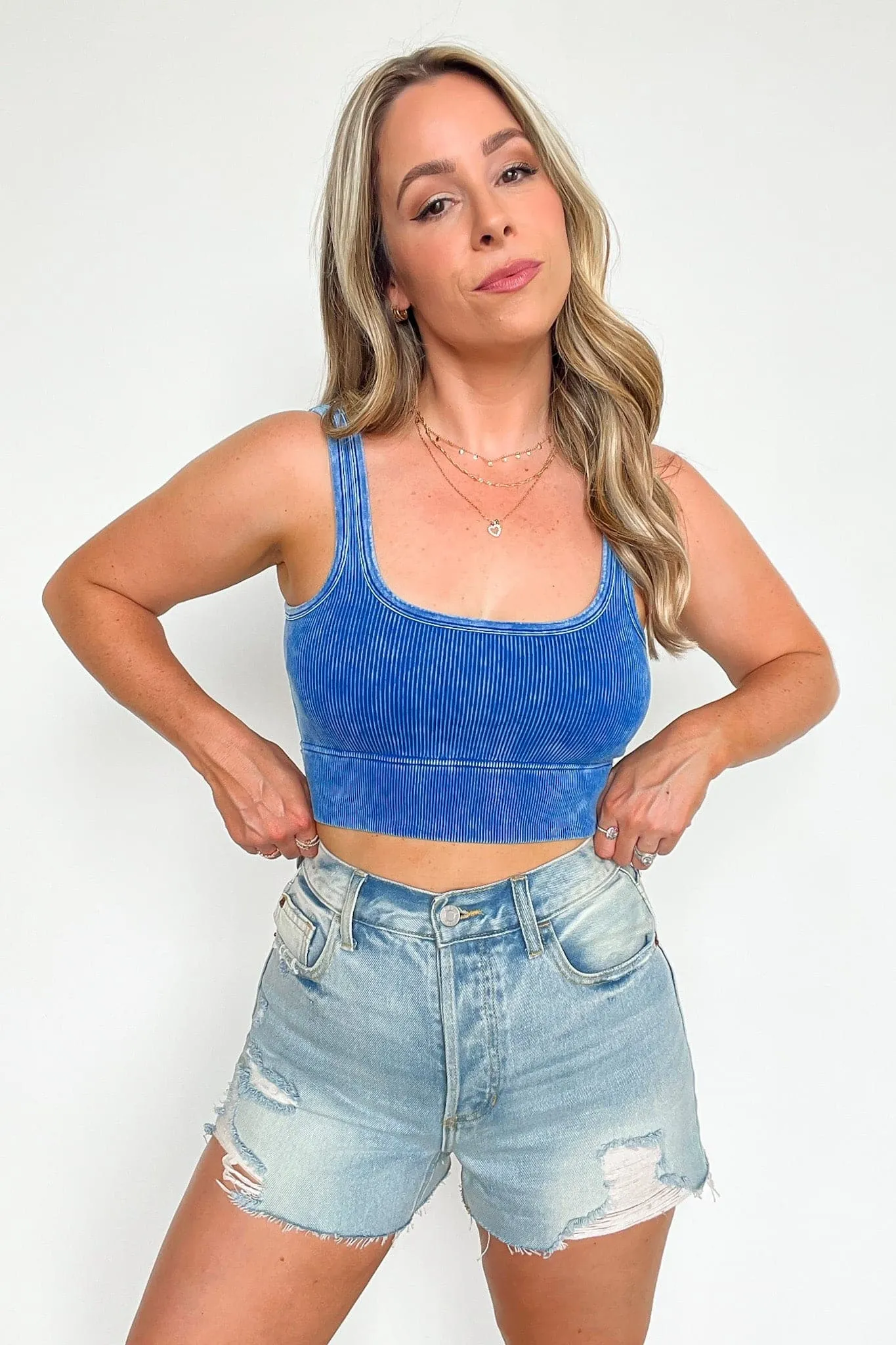 Swift Ways Washed Ribbed Cropped Bra Top!