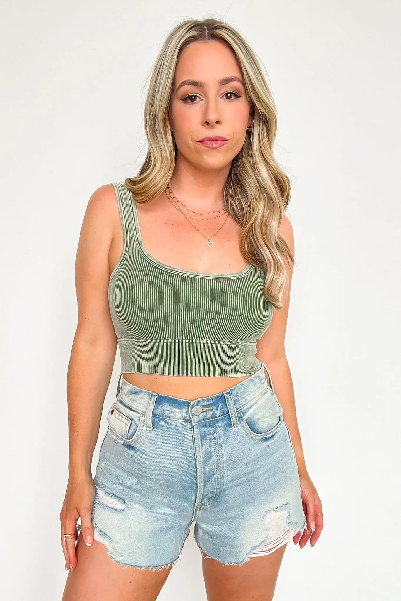Swift Ways Washed Ribbed Cropped Bra Top!