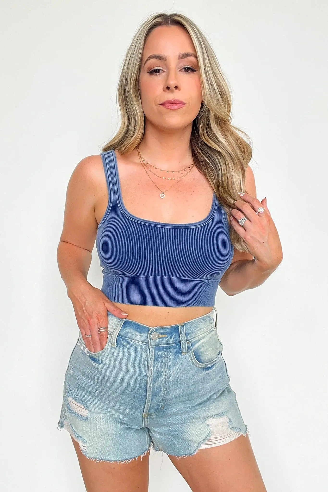Swift Ways Washed Ribbed Cropped Bra Top!