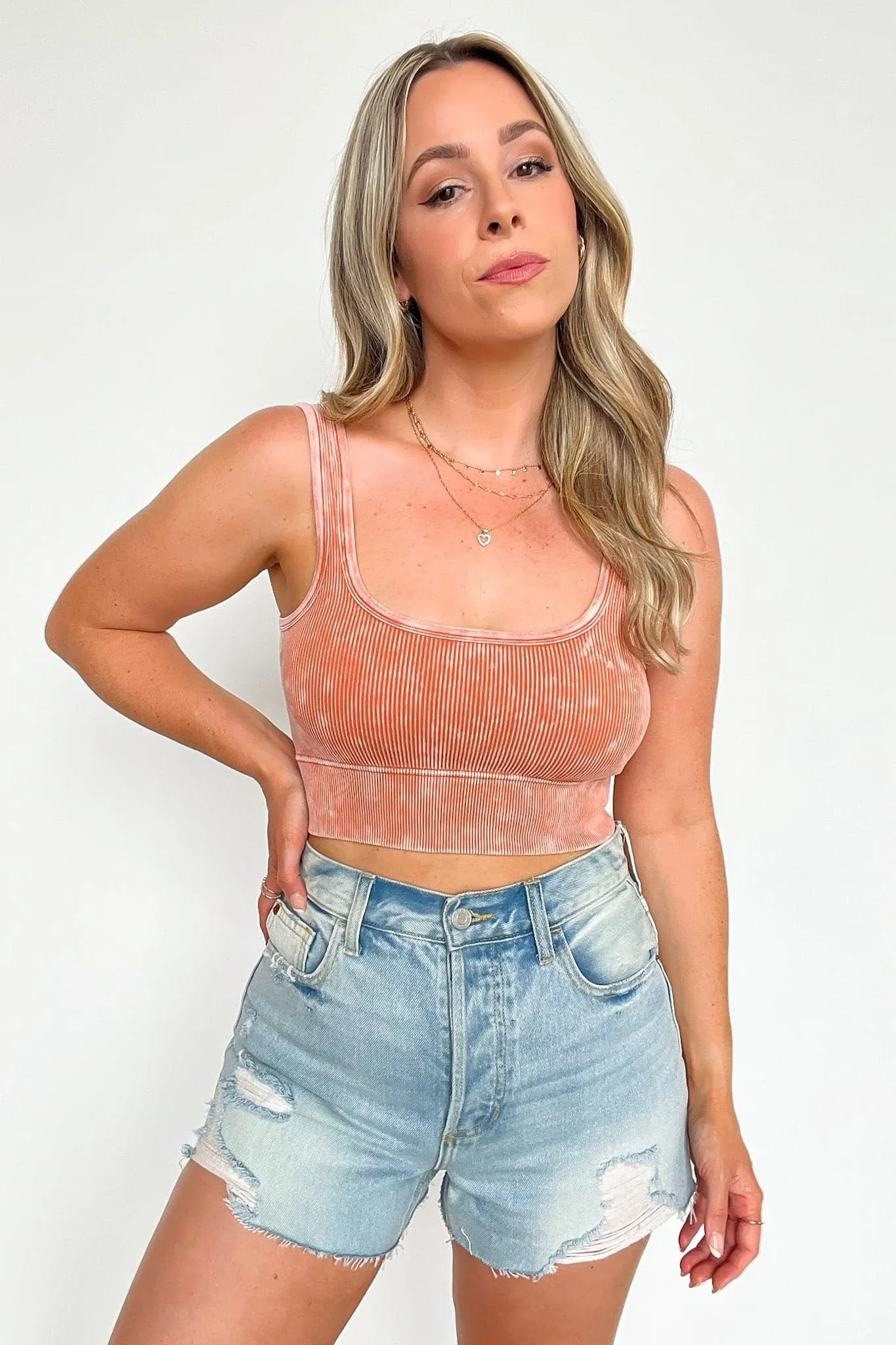 Swift Ways Washed Ribbed Cropped Bra Top!