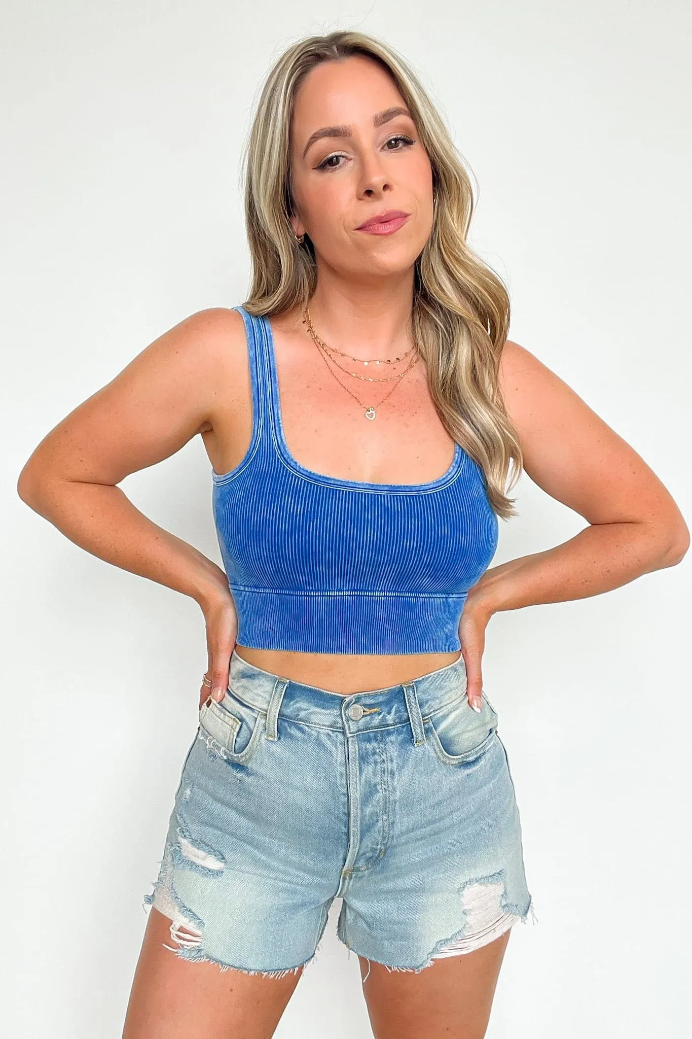 Swift Ways Washed Ribbed Cropped Bra Top!