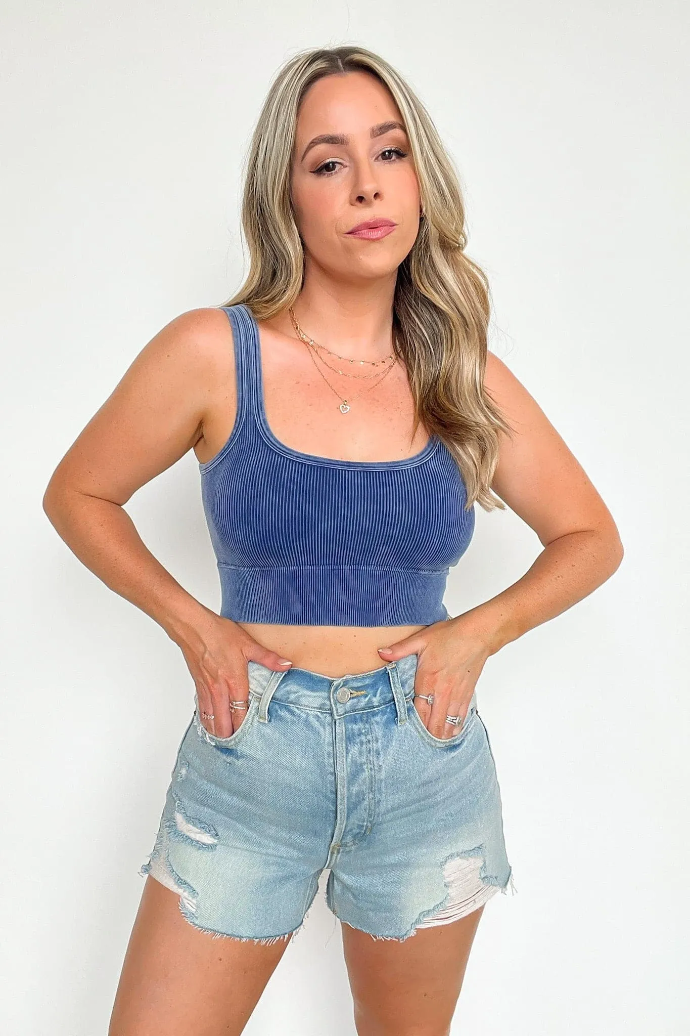Swift Ways Washed Ribbed Cropped Bra Top!