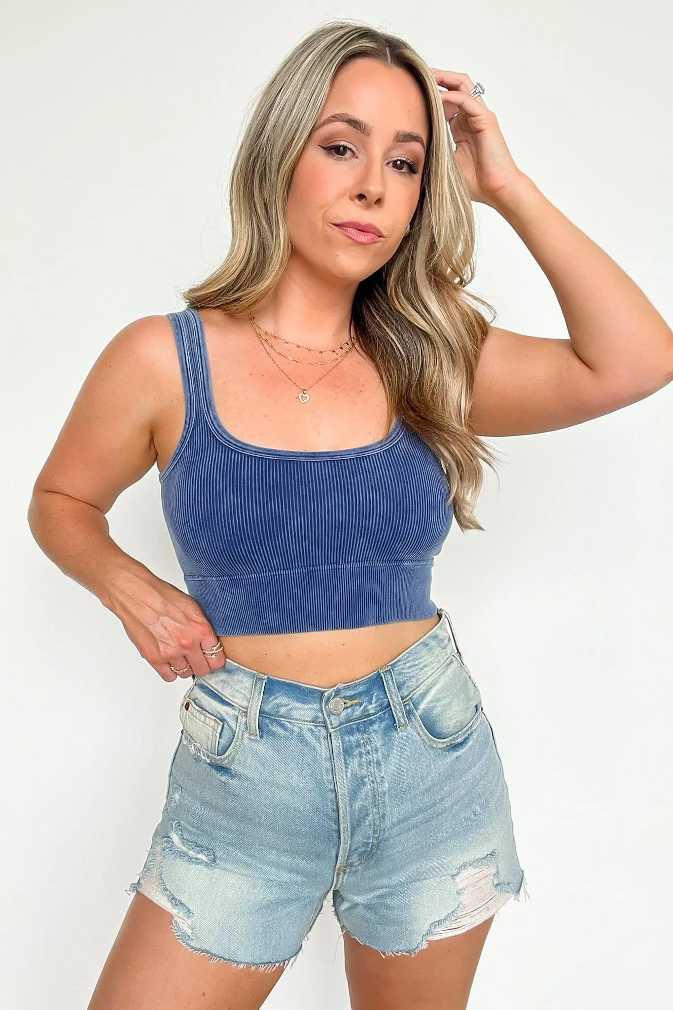 Swift Ways Washed Ribbed Cropped Bra Top!