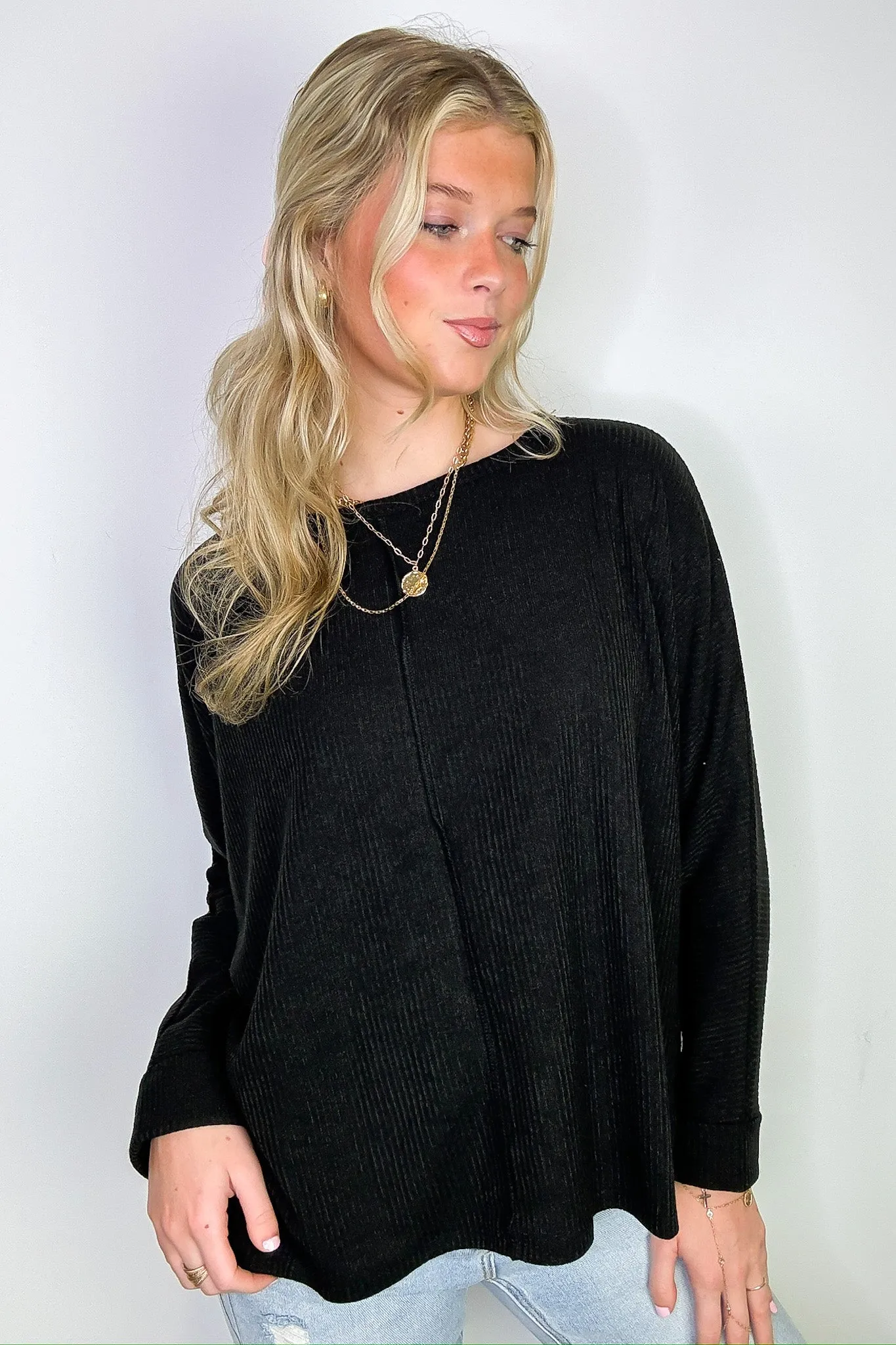 Taelyn Ribbed Seam Dolman Top
