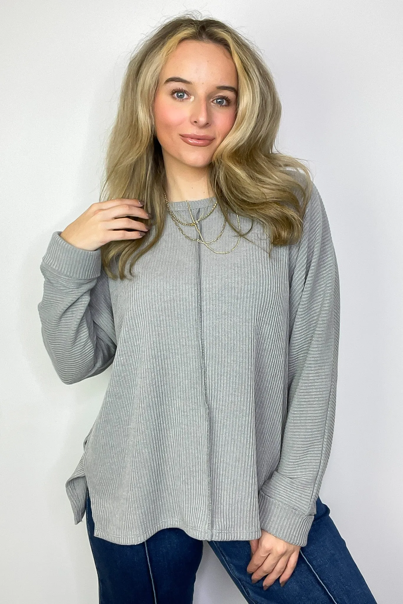 Taelyn Ribbed Seam Dolman Top