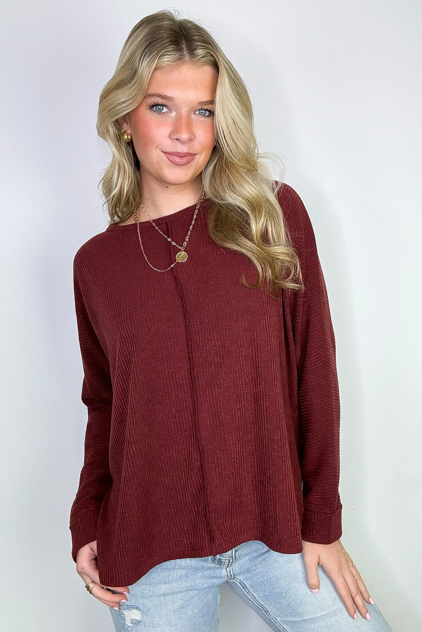 Taelyn Ribbed Seam Dolman Top