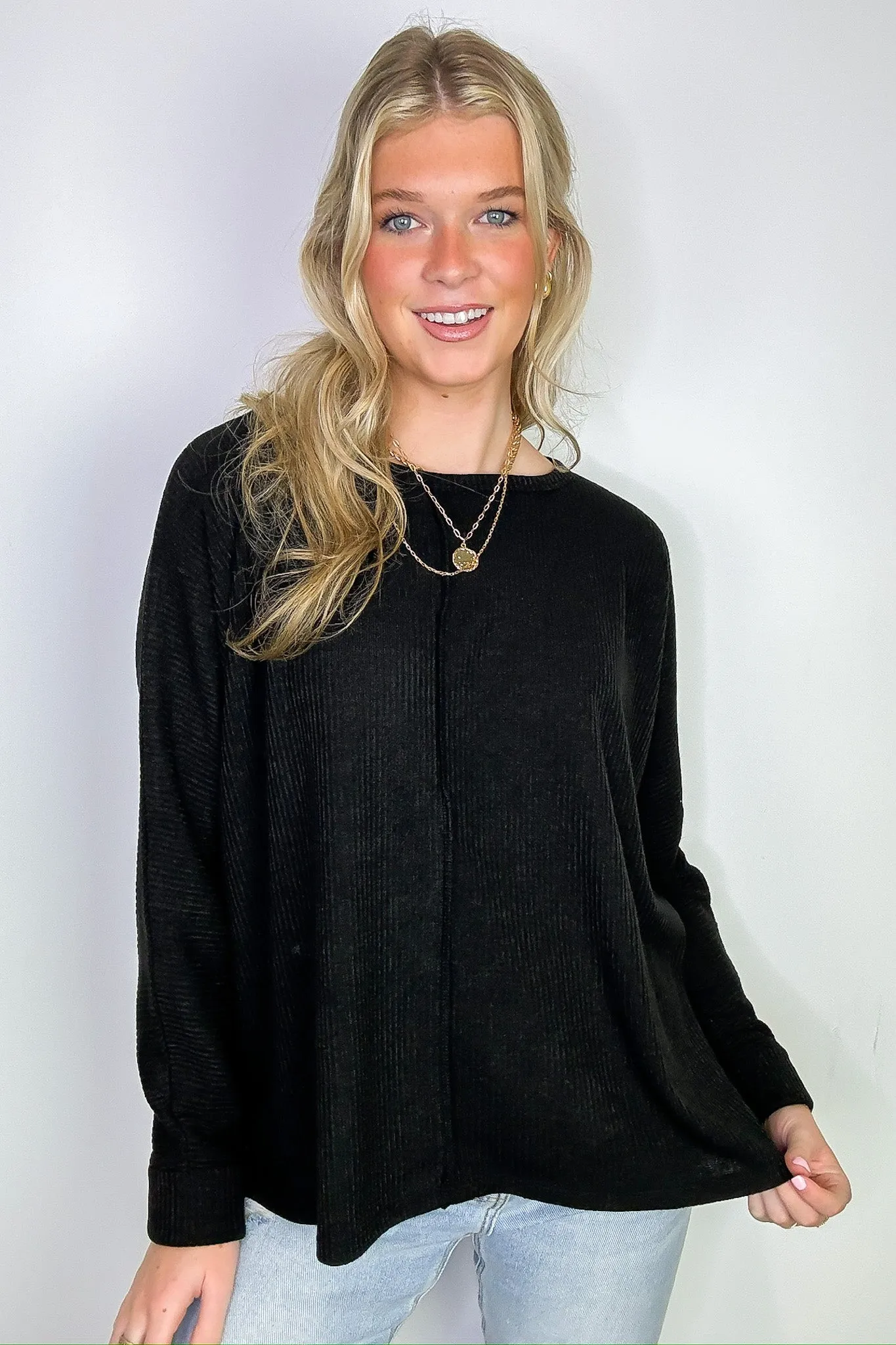 Taelyn Ribbed Seam Dolman Top