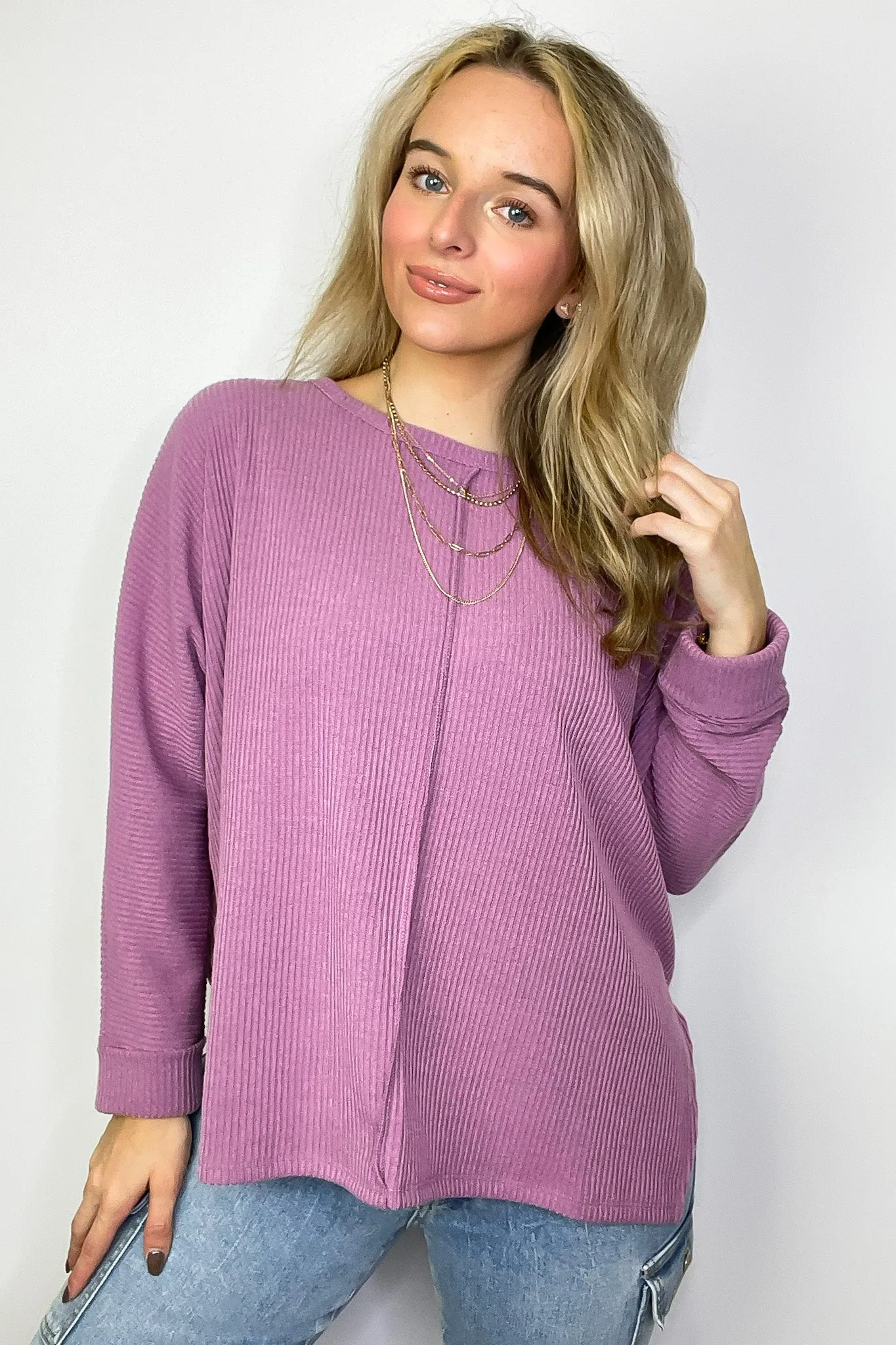 Taelyn Ribbed Seam Dolman Top