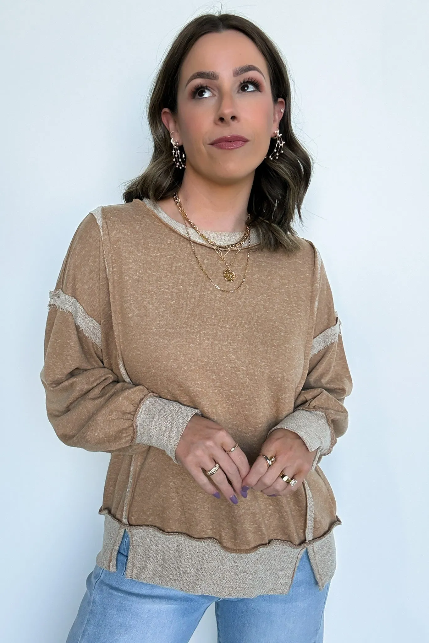 Taking Notes Exposed Seam Relaxed Sweatshirt - FINAL SALE