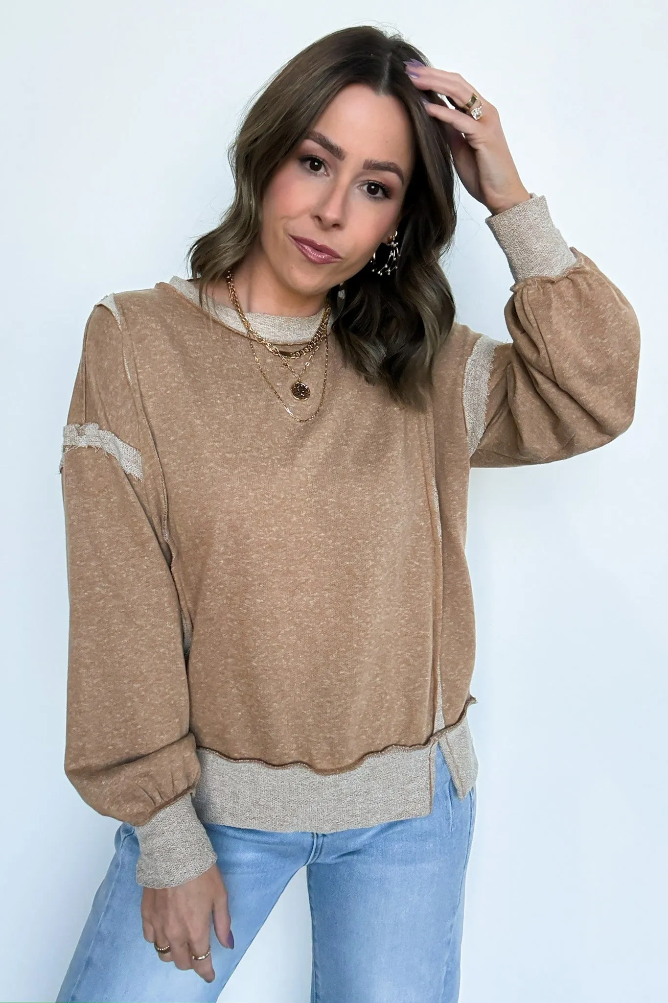Taking Notes Exposed Seam Relaxed Sweatshirt - FINAL SALE