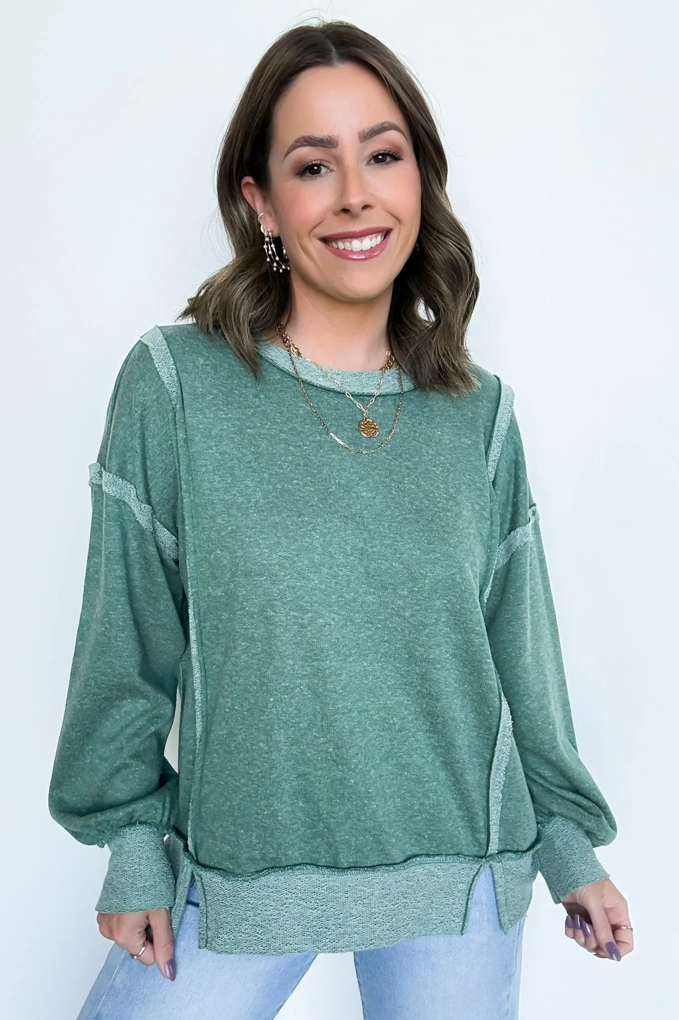 Taking Notes Exposed Seam Relaxed Sweatshirt - FINAL SALE