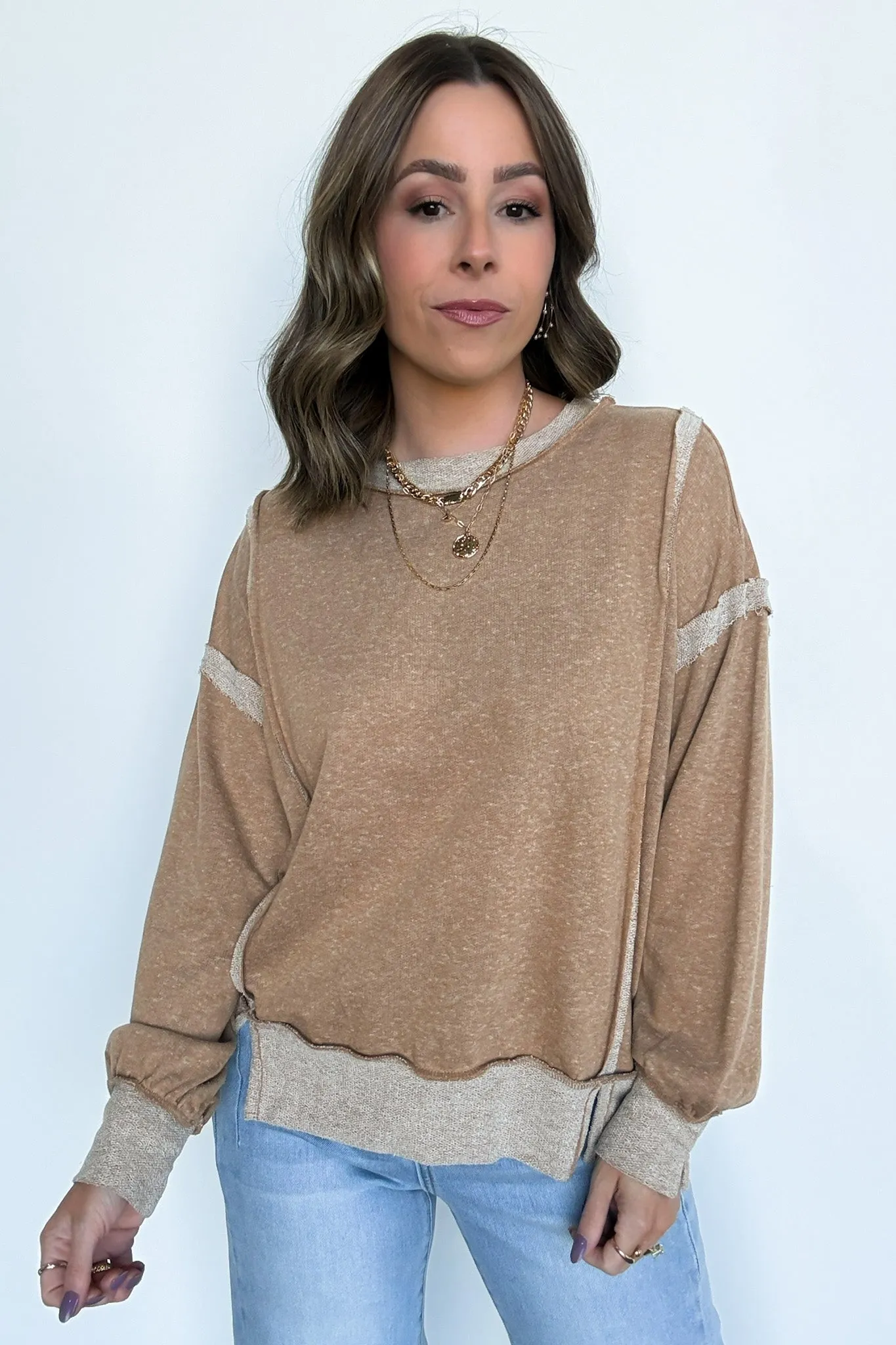 Taking Notes Exposed Seam Relaxed Sweatshirt - FINAL SALE