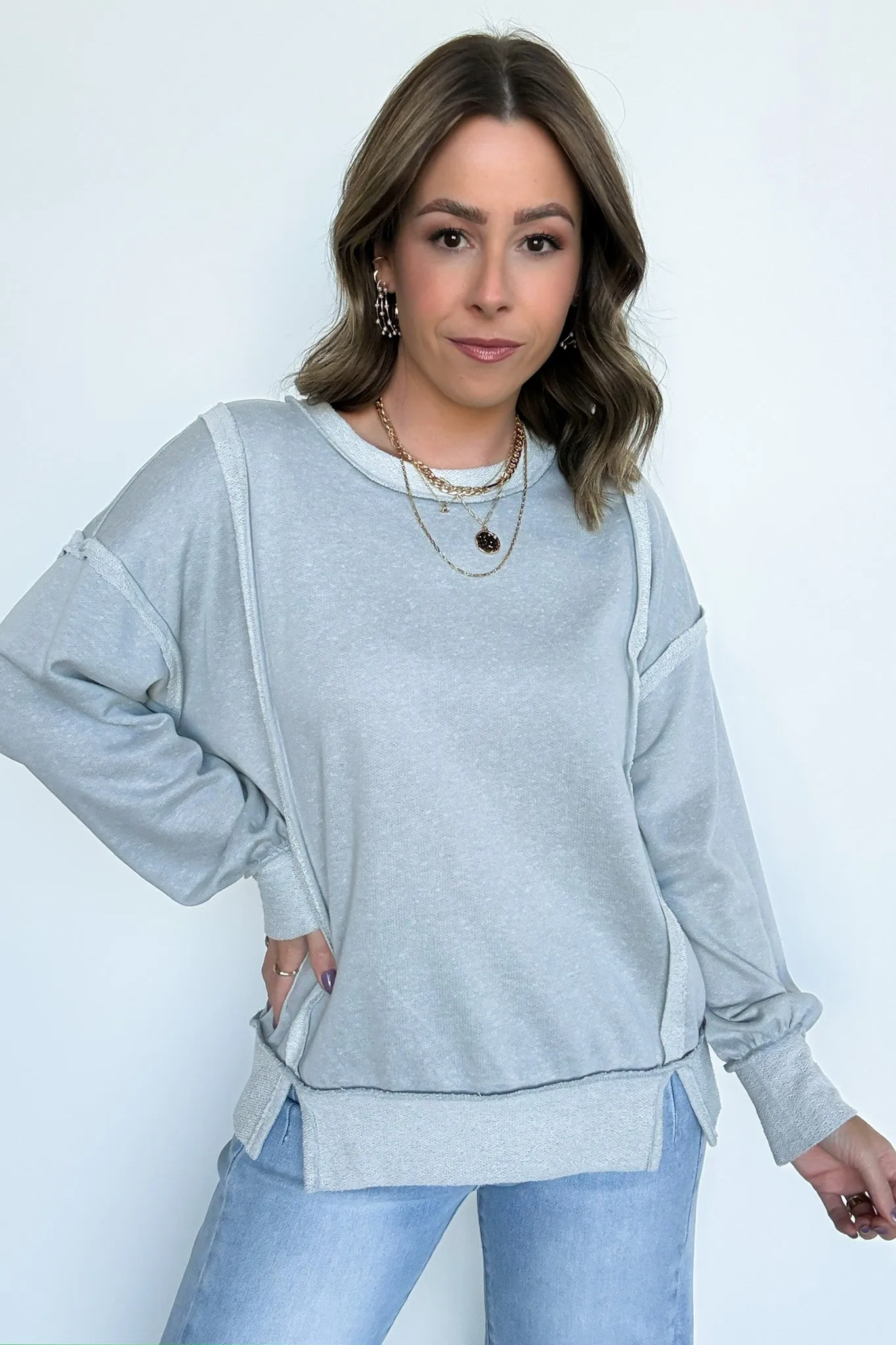 Taking Notes Exposed Seam Relaxed Sweatshirt - FINAL SALE
