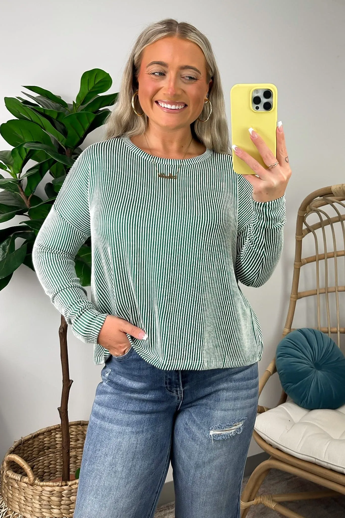 Tamlynn Ribbed Boat Neck Drop Shoulder Top - BACK IN STOCK