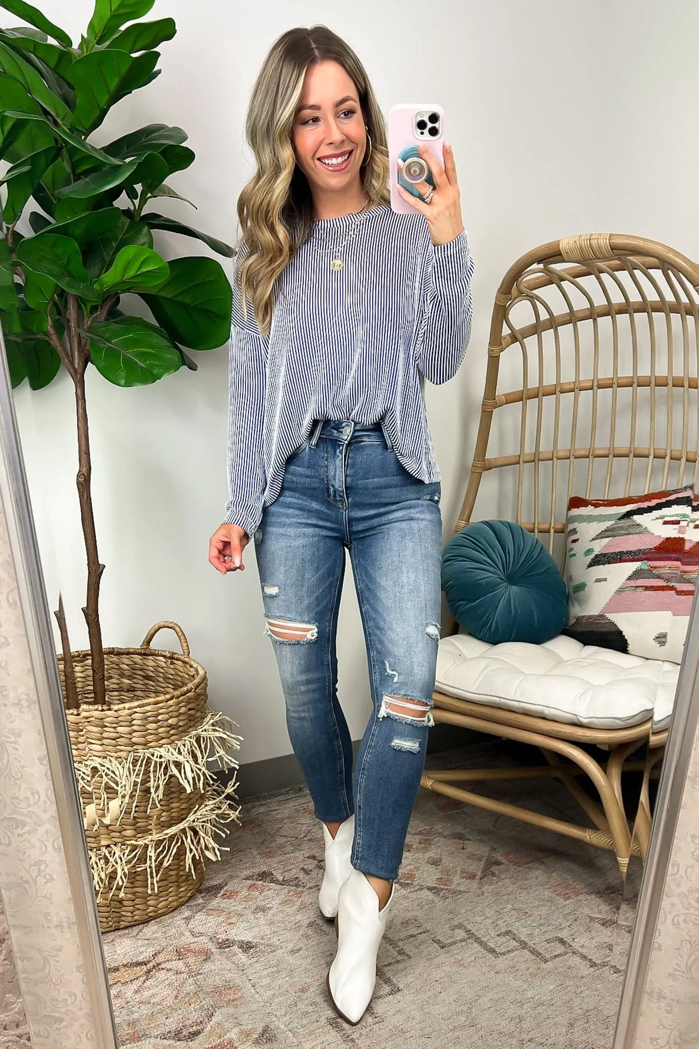 Tamlynn Ribbed Boat Neck Drop Shoulder Top - BACK IN STOCK