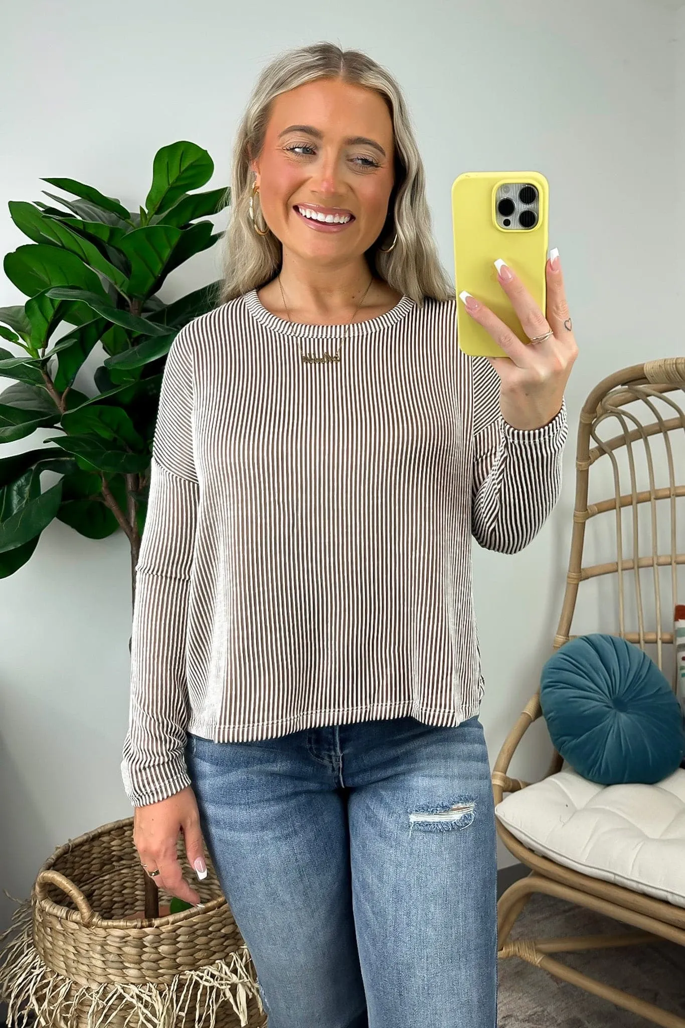 Tamlynn Ribbed Boat Neck Drop Shoulder Top - BACK IN STOCK