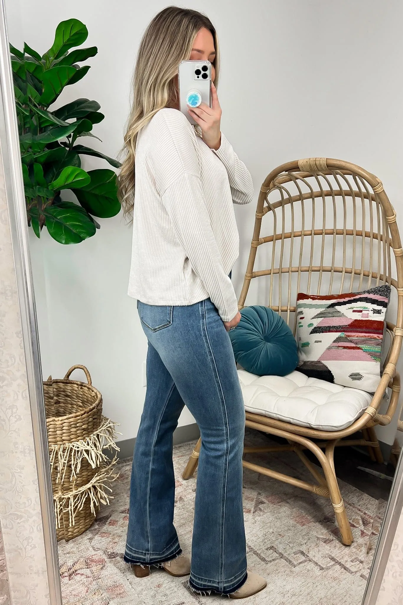 Tamlynn Ribbed Boat Neck Drop Shoulder Top - BACK IN STOCK