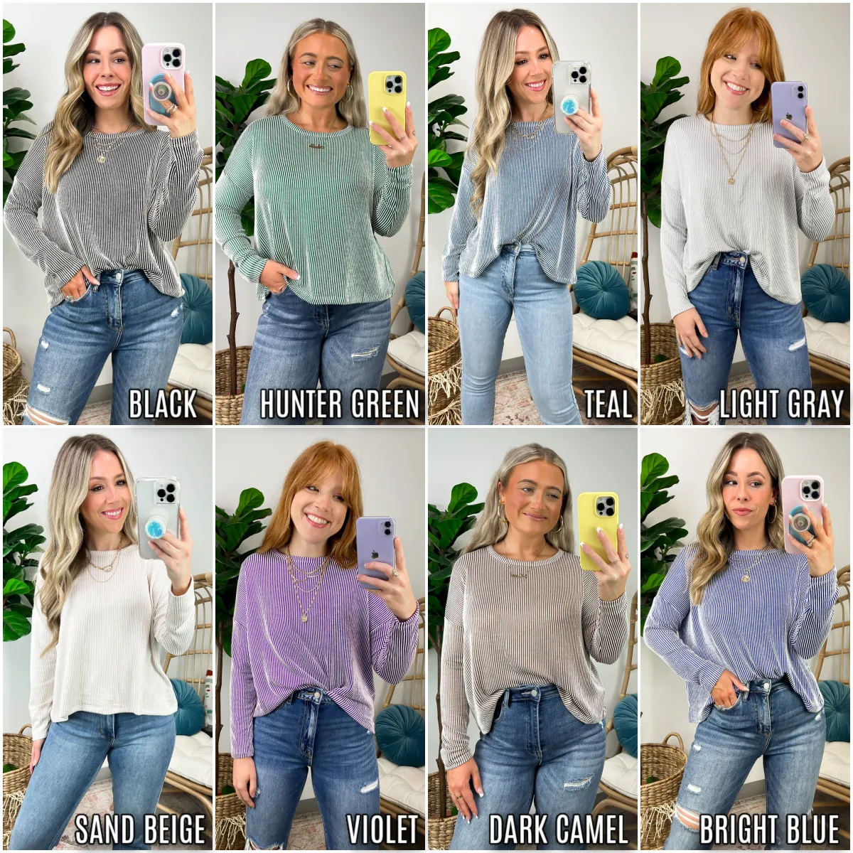 Tamlynn Ribbed Boat Neck Drop Shoulder Top - BACK IN STOCK