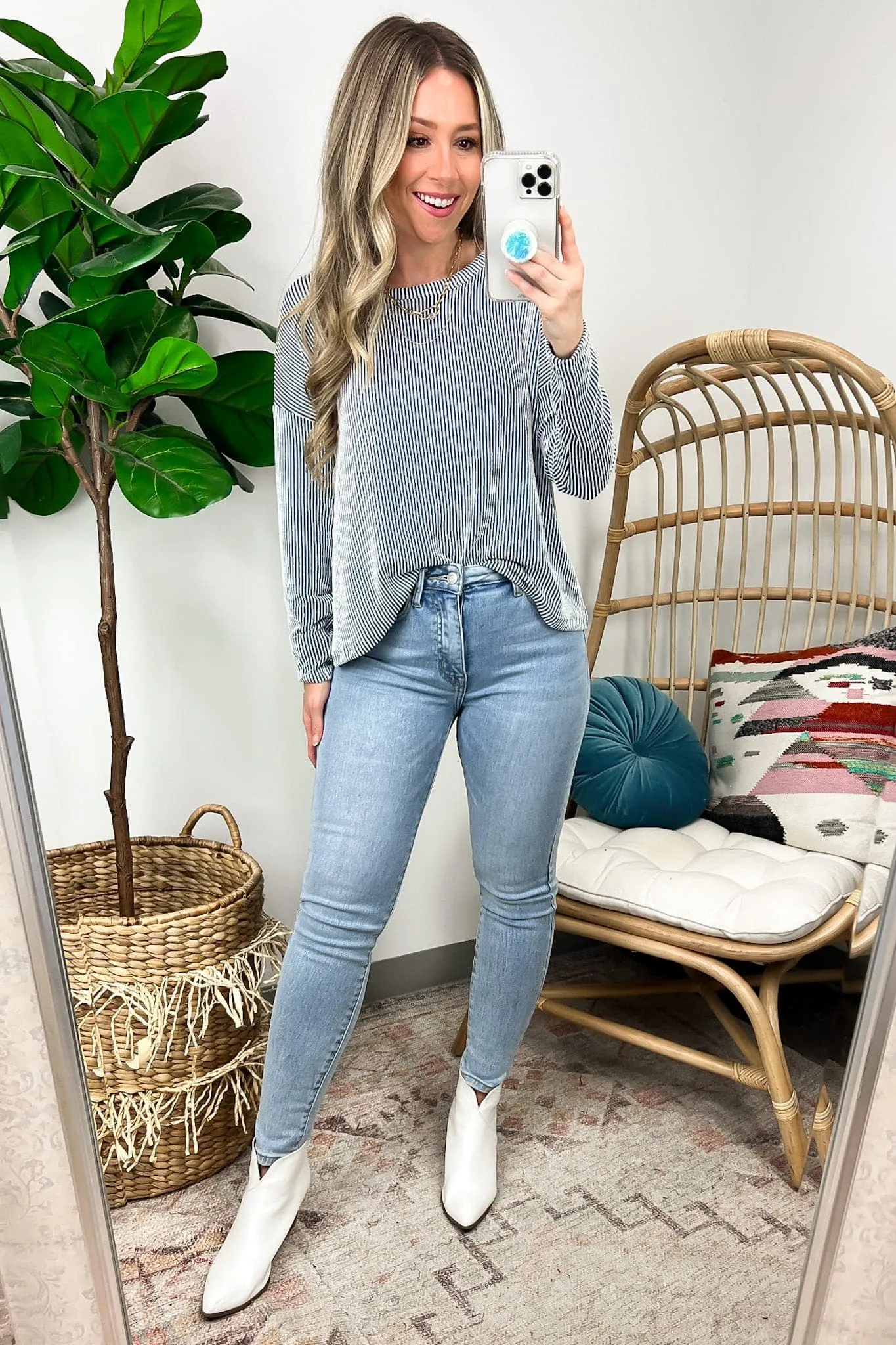 Tamlynn Ribbed Boat Neck Drop Shoulder Top - BACK IN STOCK