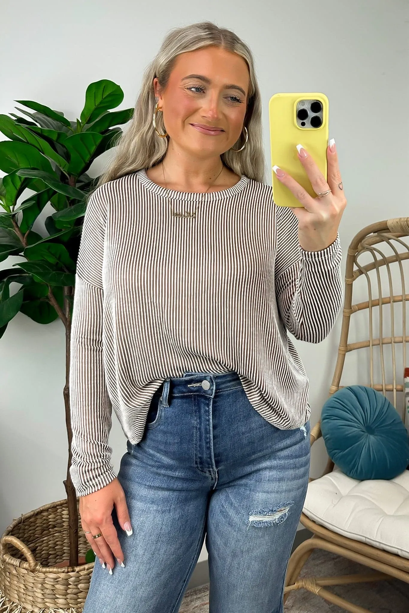 Tamlynn Ribbed Boat Neck Drop Shoulder Top - BACK IN STOCK