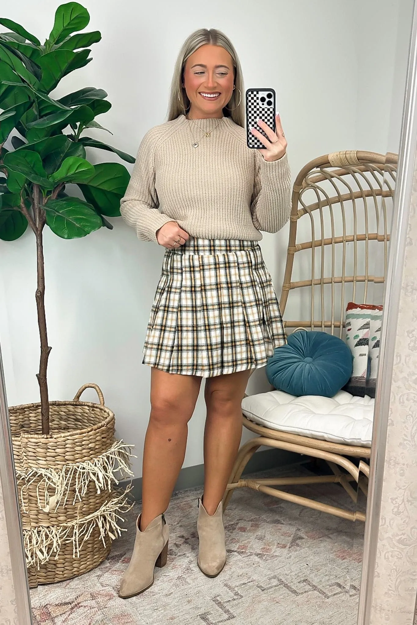 Tannins Pleated Plaid Skort - FINAL SALE