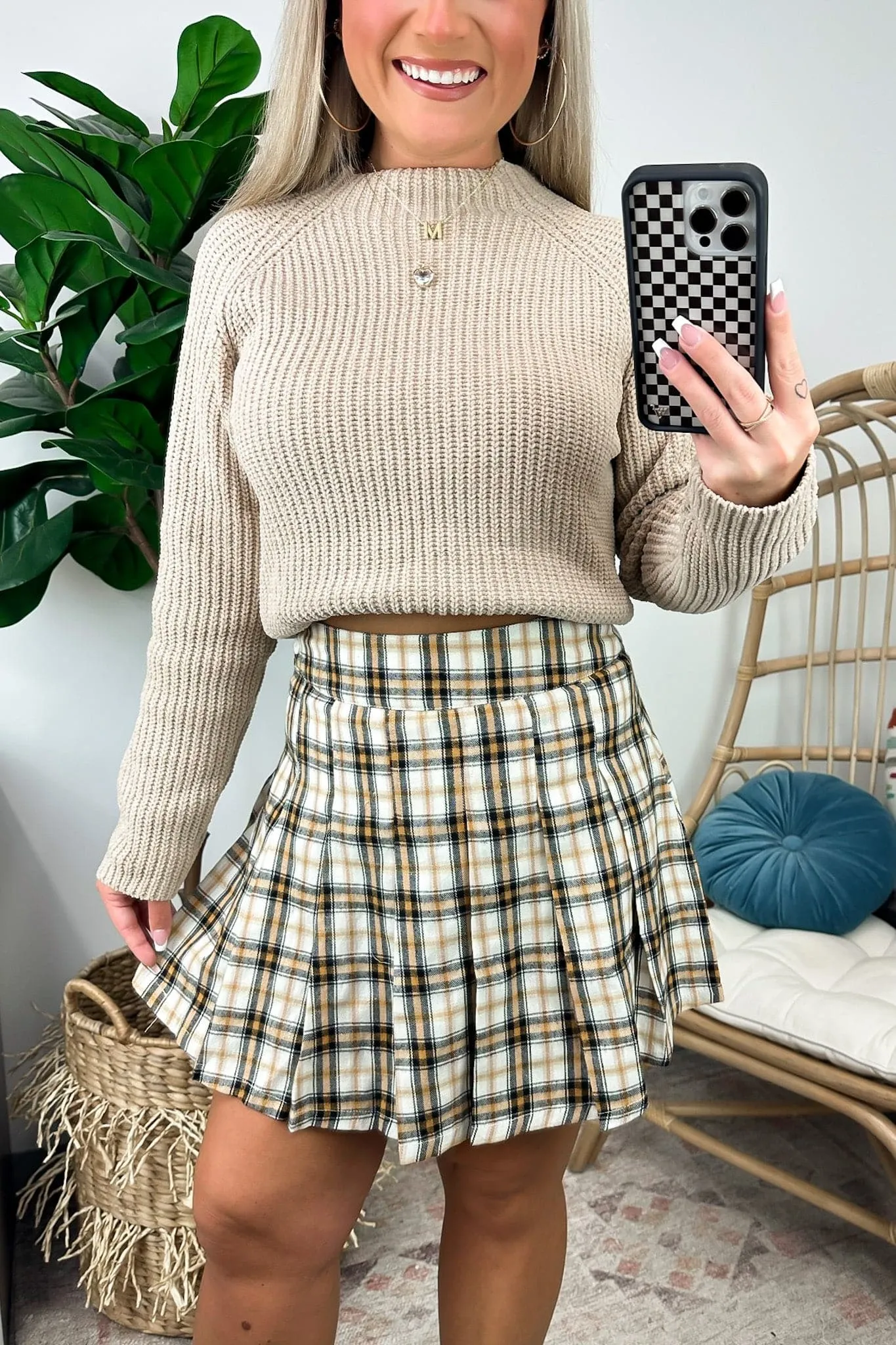 Tannins Pleated Plaid Skort - FINAL SALE