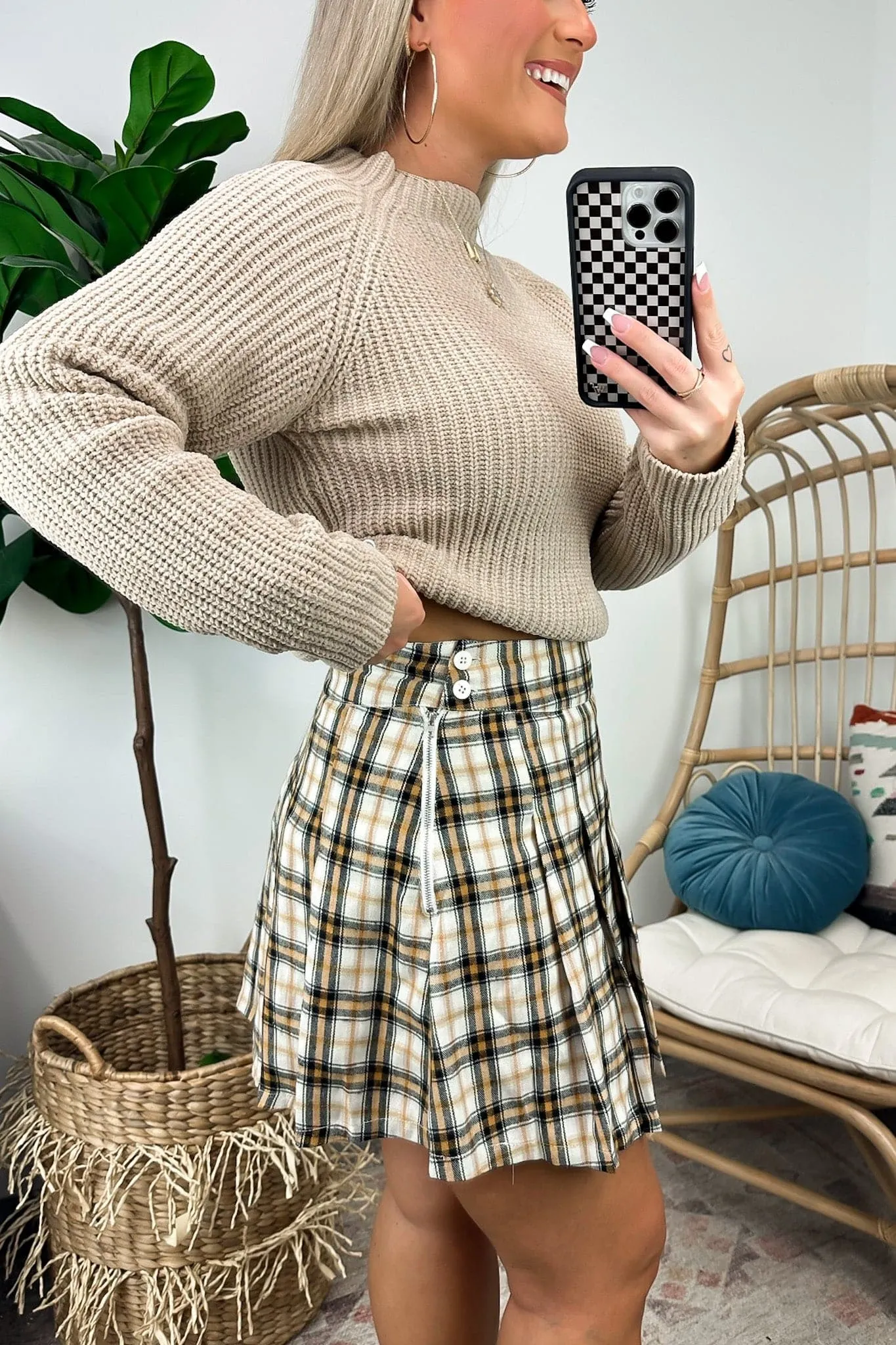 Tannins Pleated Plaid Skort - FINAL SALE