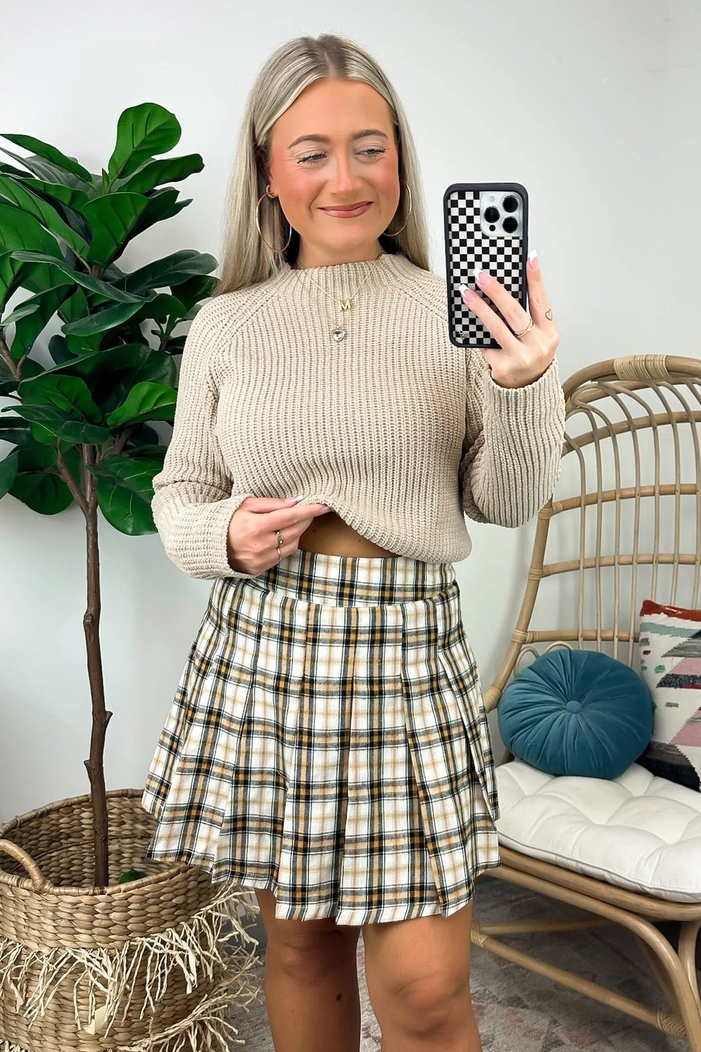 Tannins Pleated Plaid Skort - FINAL SALE