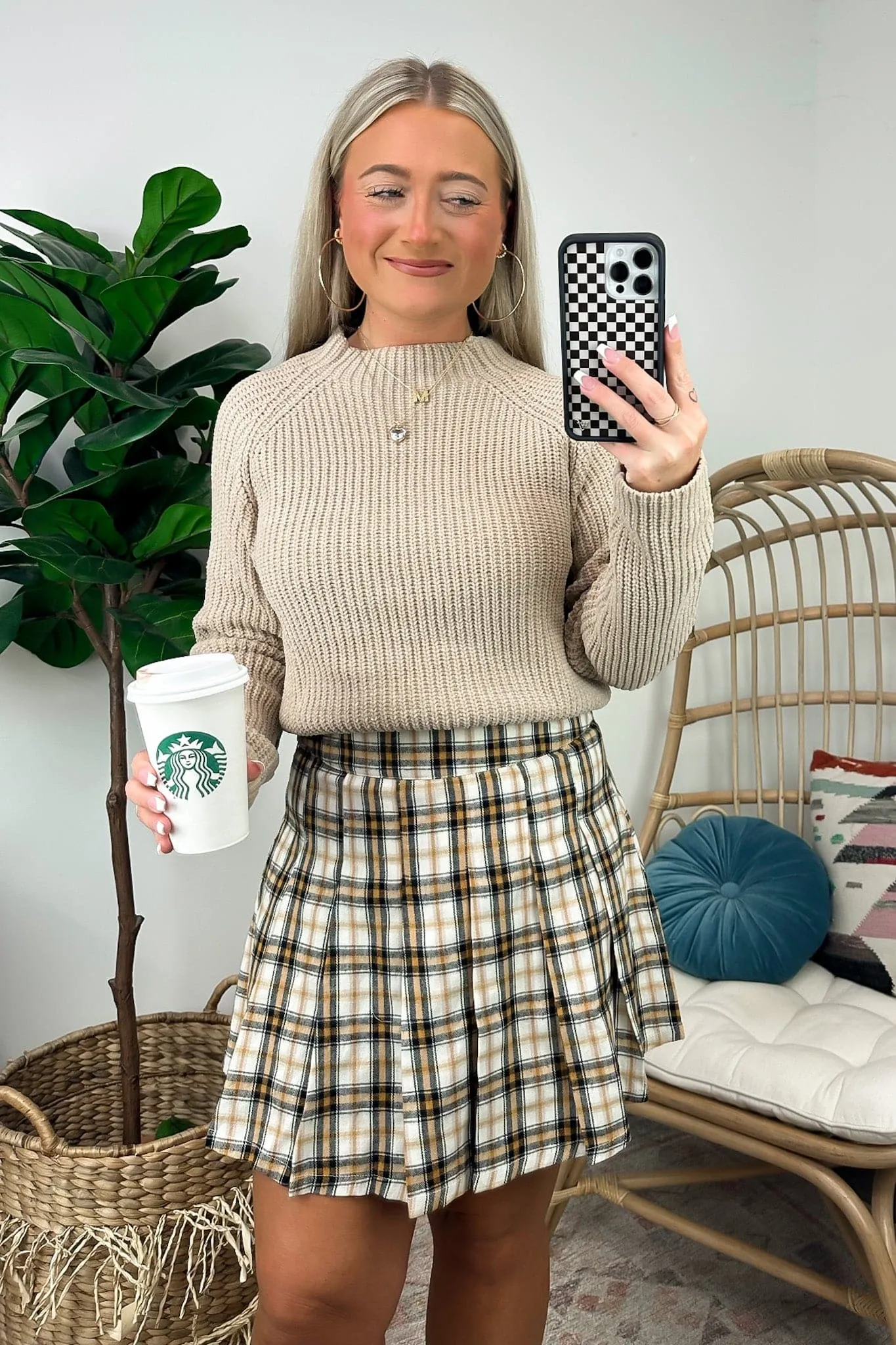 Tannins Pleated Plaid Skort - FINAL SALE