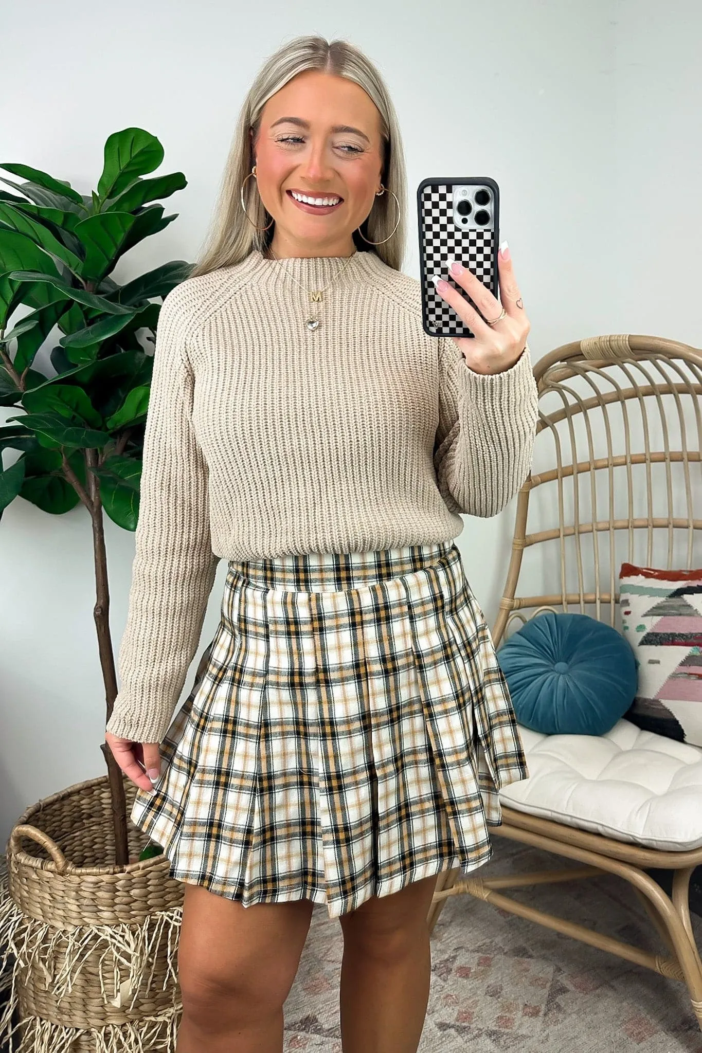 Tannins Pleated Plaid Skort - FINAL SALE
