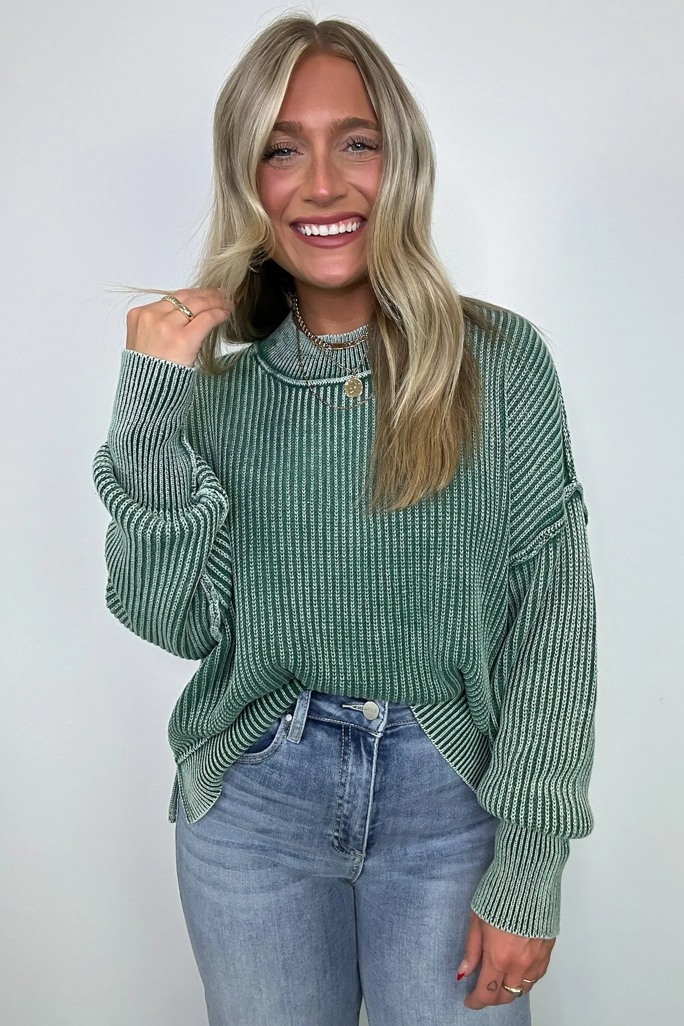 Tara Washed Side Slit Knit Sweater - BACK IN STOCK