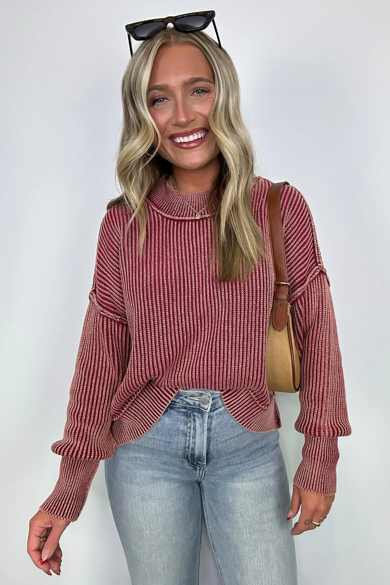 Tara Washed Side Slit Knit Sweater - BACK IN STOCK
