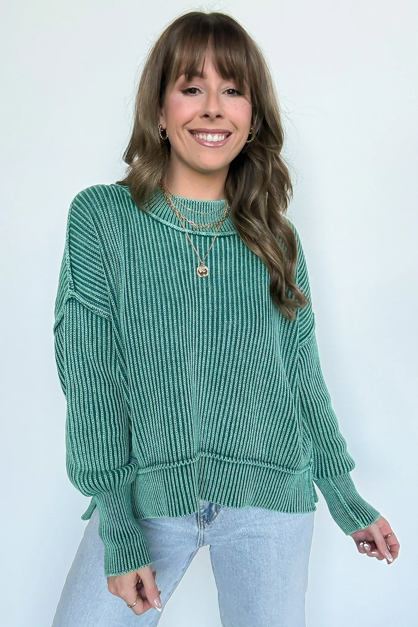 Tara Washed Side Slit Knit Sweater - BACK IN STOCK