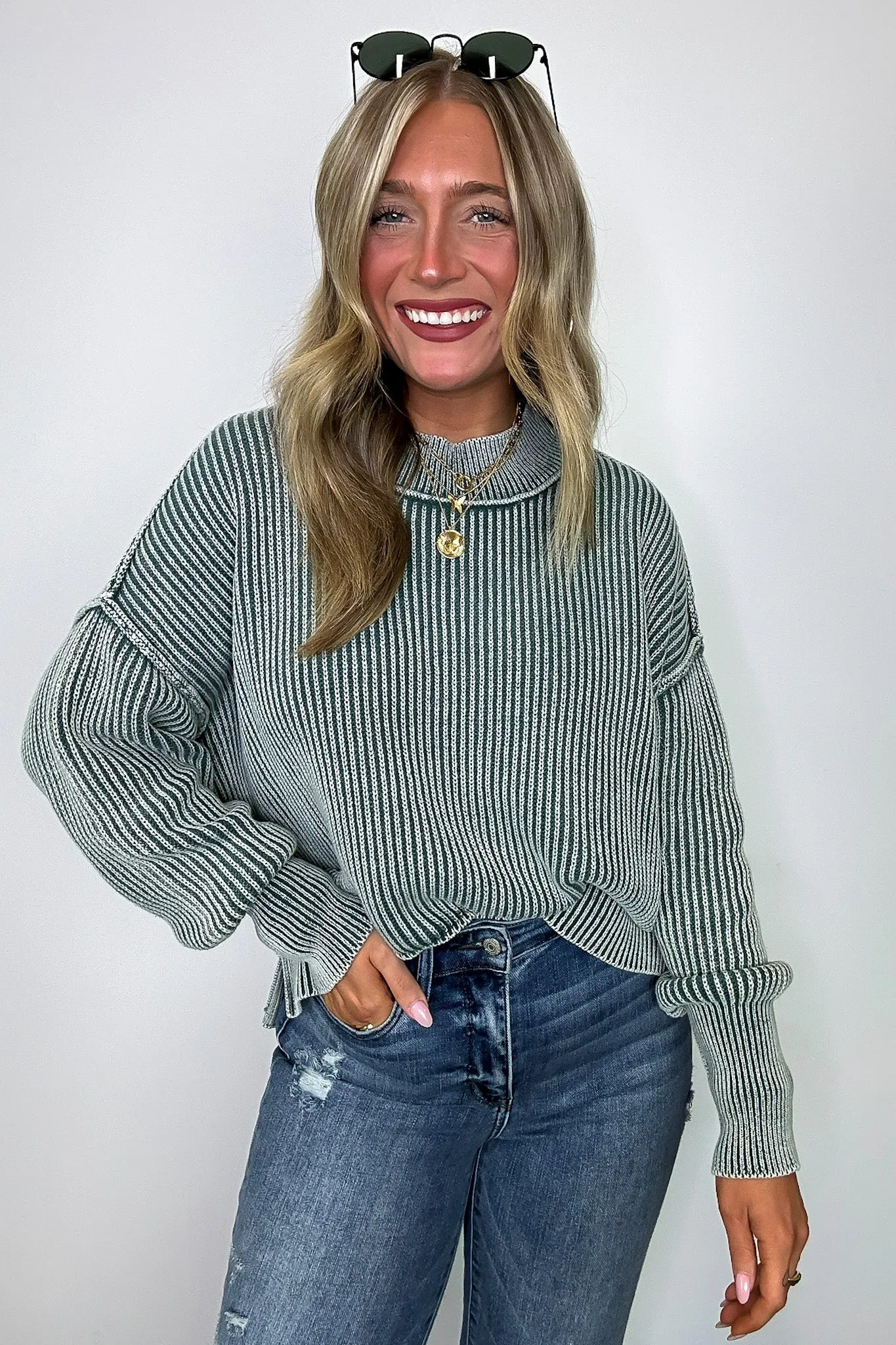 Tara Washed Side Slit Knit Sweater - BACK IN STOCK