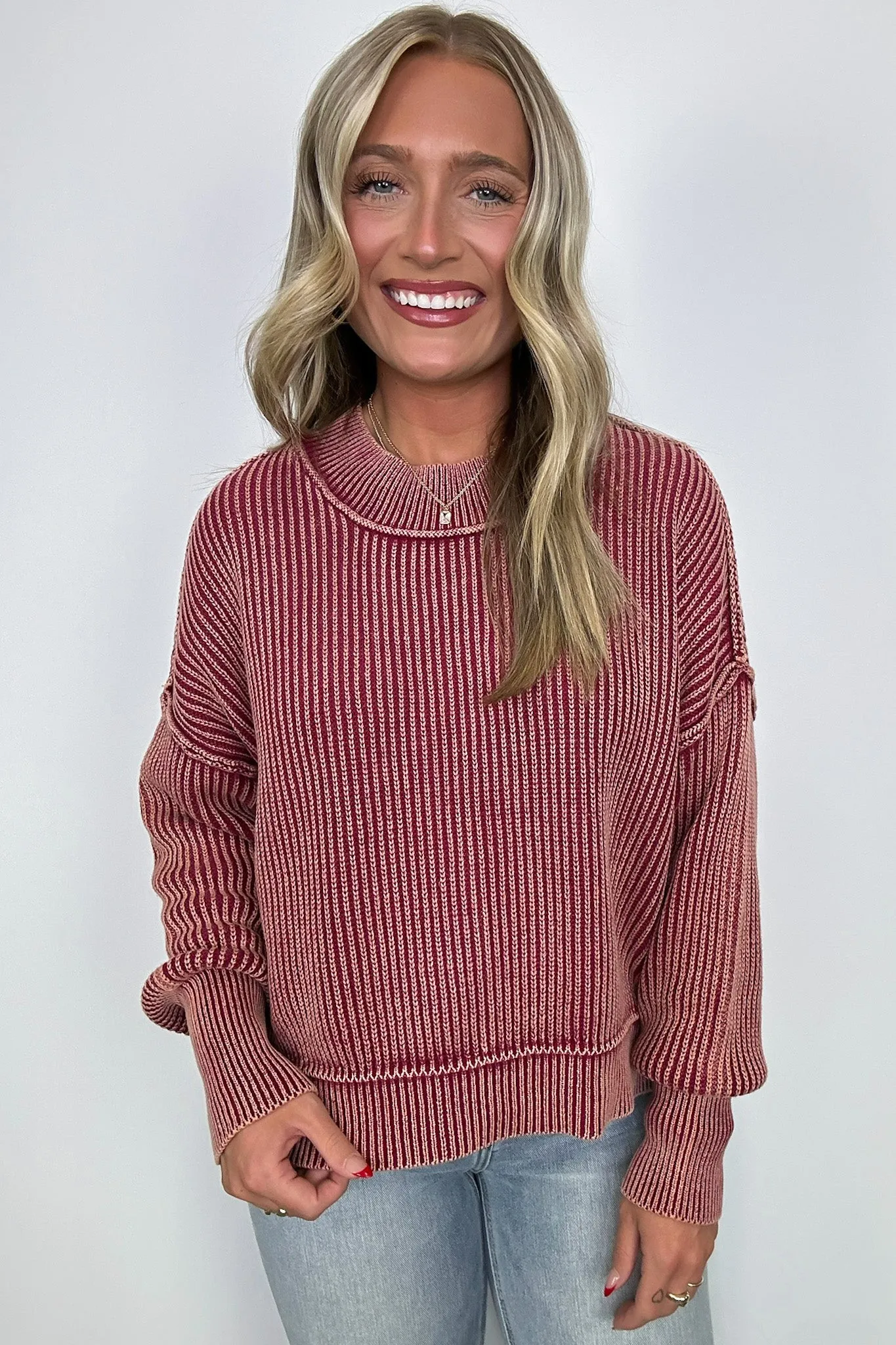 Tara Washed Side Slit Knit Sweater - BACK IN STOCK