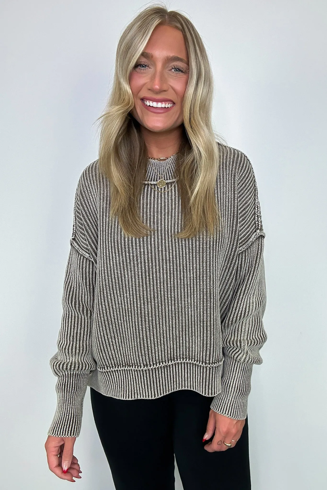 Tara Washed Side Slit Knit Sweater - BACK IN STOCK
