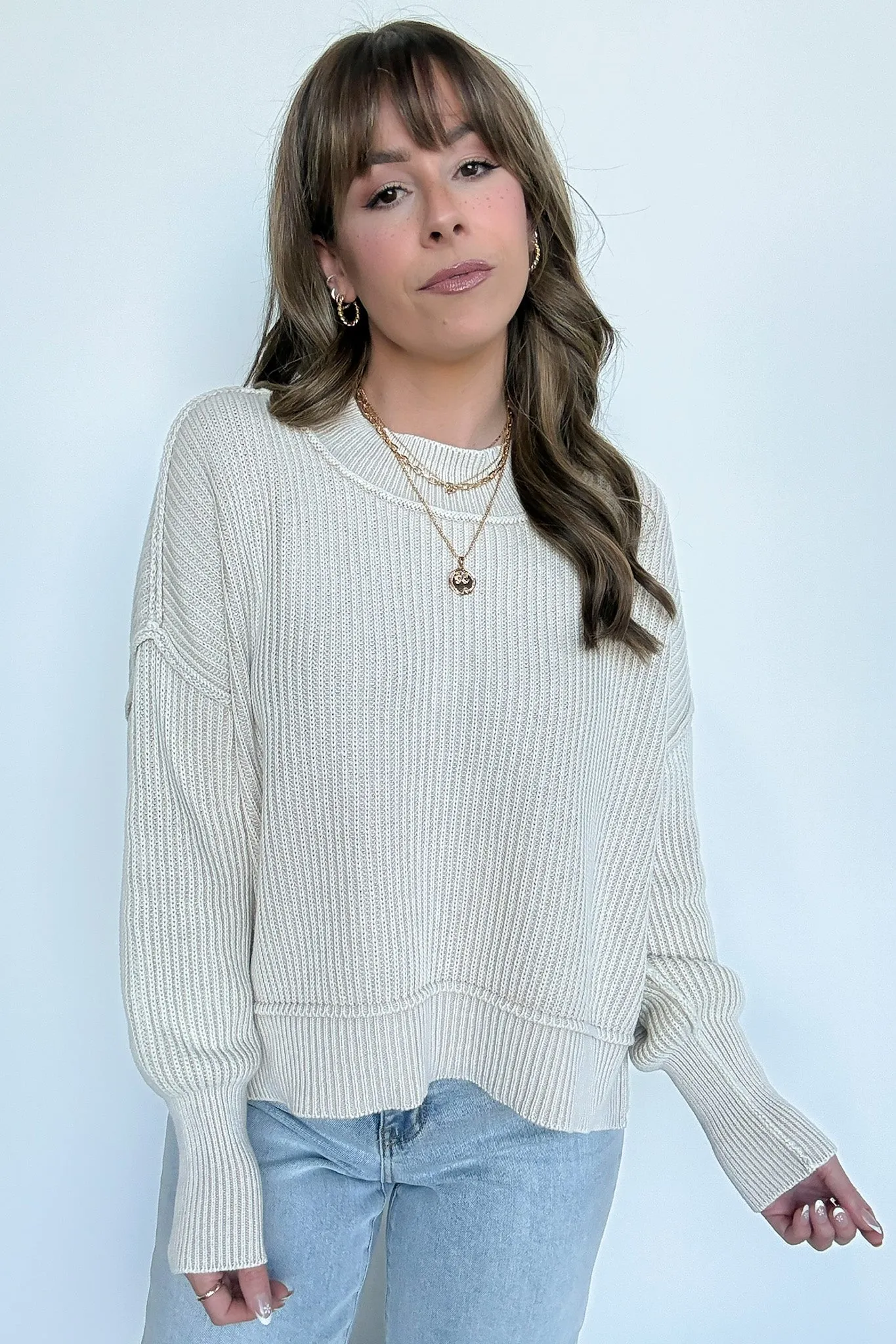 Tara Washed Side Slit Knit Sweater - BACK IN STOCK